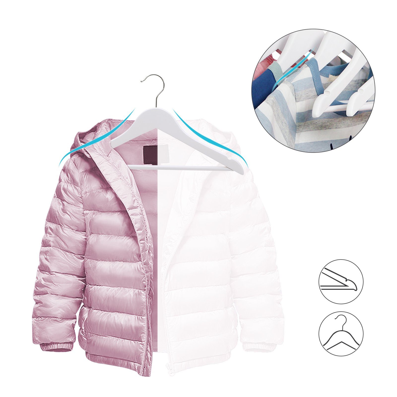 SONGMICS Kleiderbügel, Kinderkleiderbügel aus Massivholz, 20 Stück günstig online kaufen