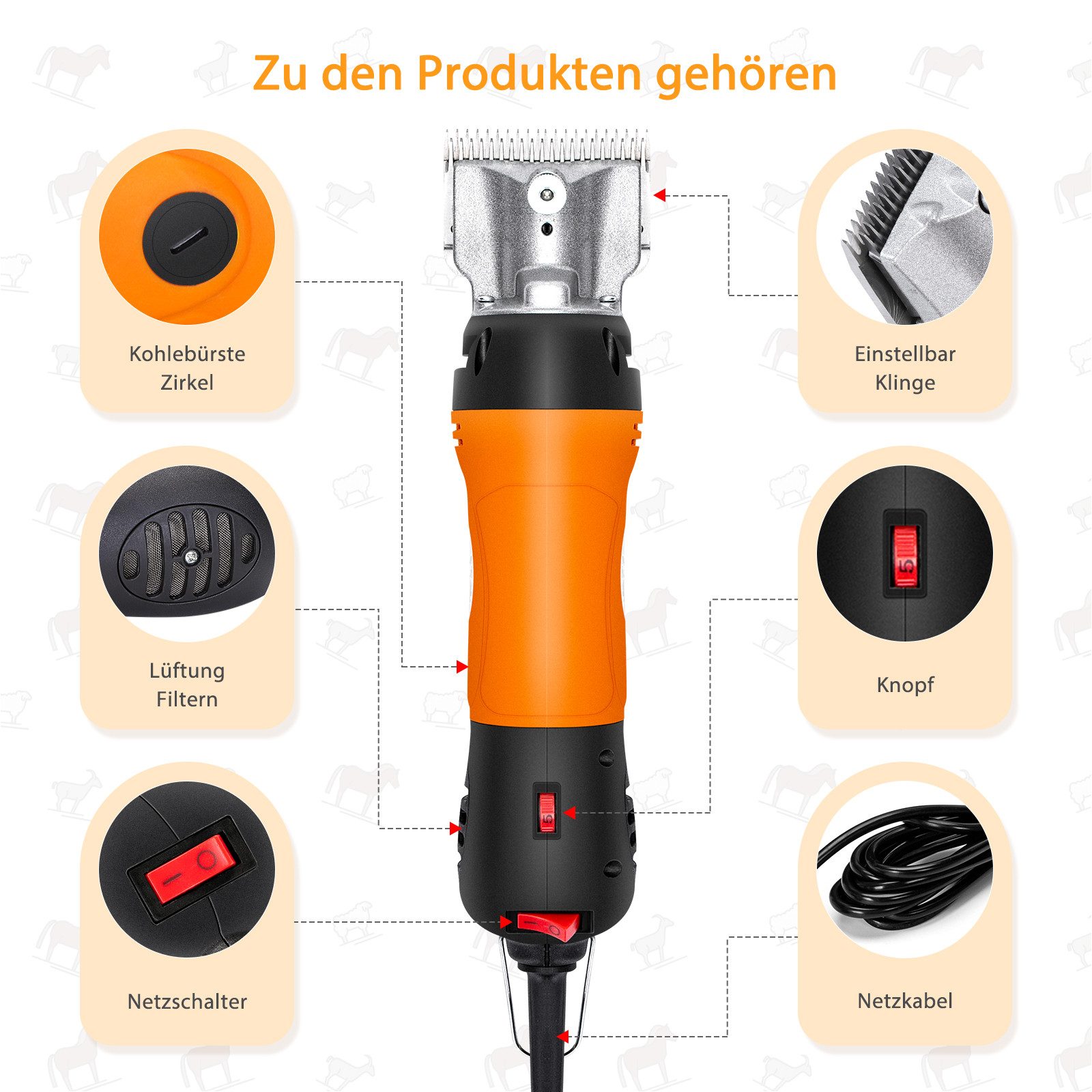 nobleza Geflügelschere 550W Elektrische für schafschere Maschine zum Scheren von Rosshaar