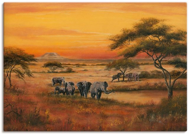 Artland Wandbild »Afrika Elefanten«, Afrika (1 Stück), in vielen Größen & Produktarten - Alubild / Outdoorbild für den Außenbereich, Leinwandbild, Poster, Wandaufkleber / Wandtattoo auch für Badezimmer geeignet-Otto
