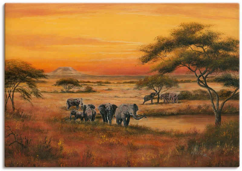 Artland Wandbild Afrika Elefanten, Afrika (1 St), als Alubild, Outdoorbild, Leinwandbild, Poster in verschied. Größen