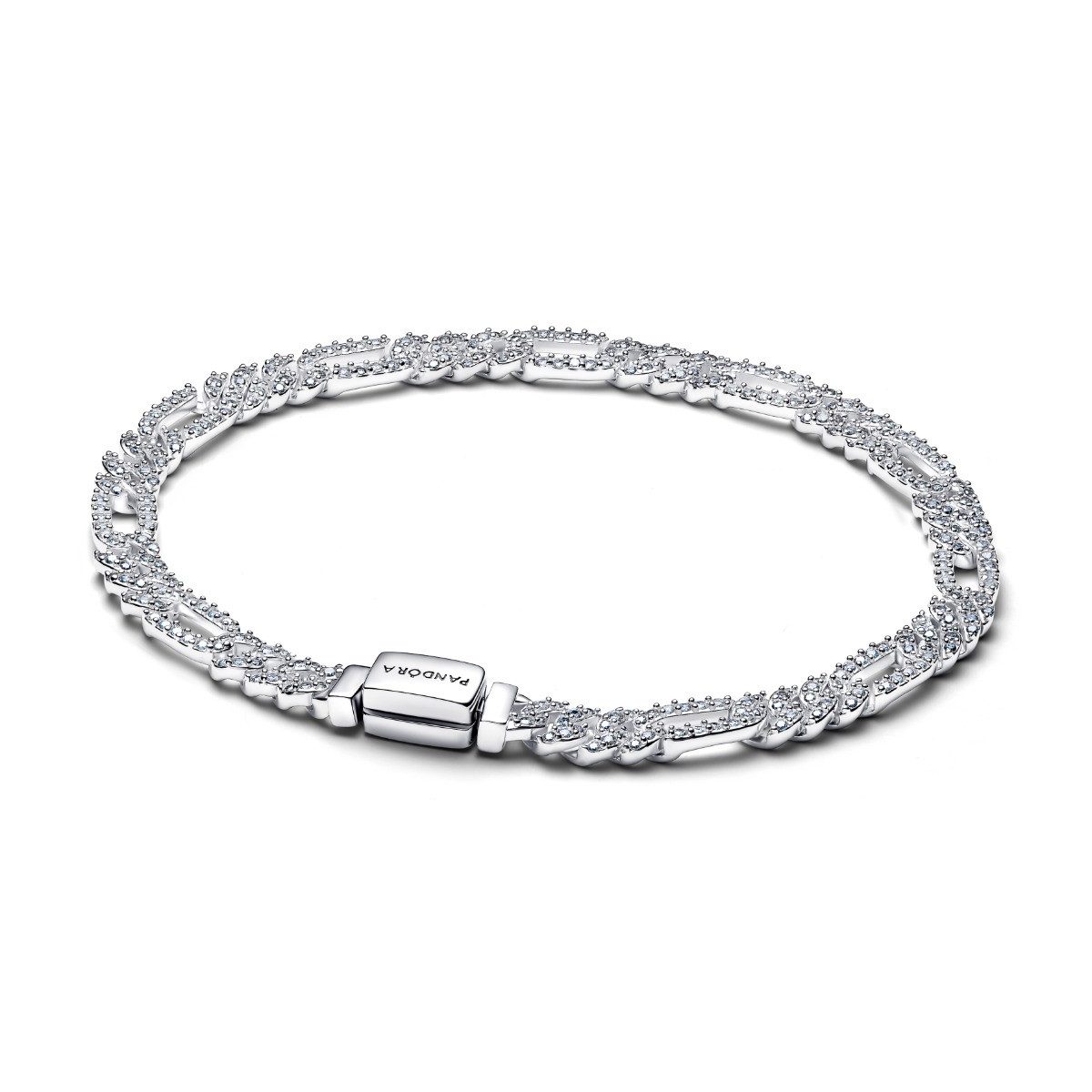 Pandora Armband Pandora Cuban-Kettenarmband Oval Zirkonia Sterling-Silber 594227C01-18