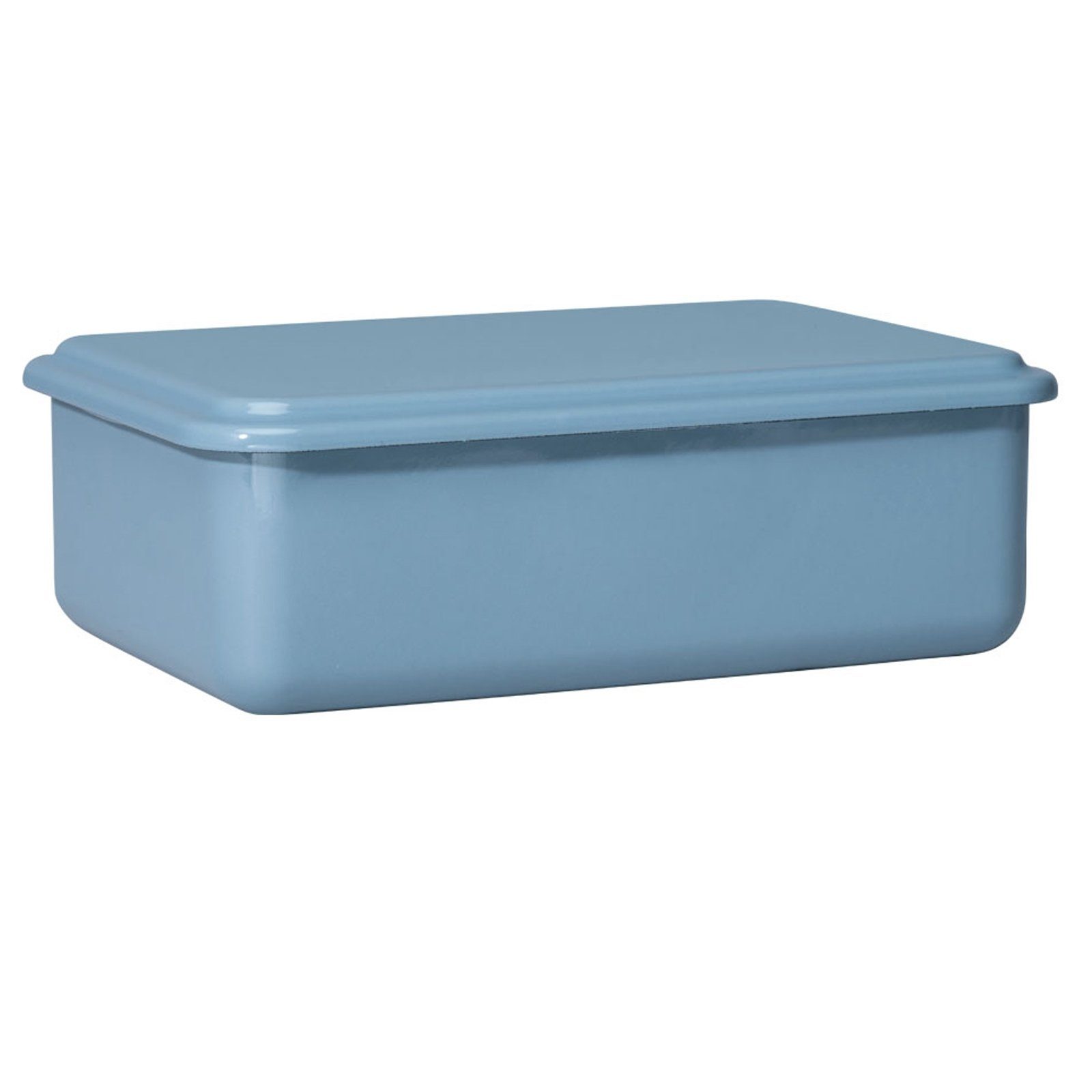Emaille Vorratsdose Blau 19 cm Weiß Küchenbehälter mit Deckel 