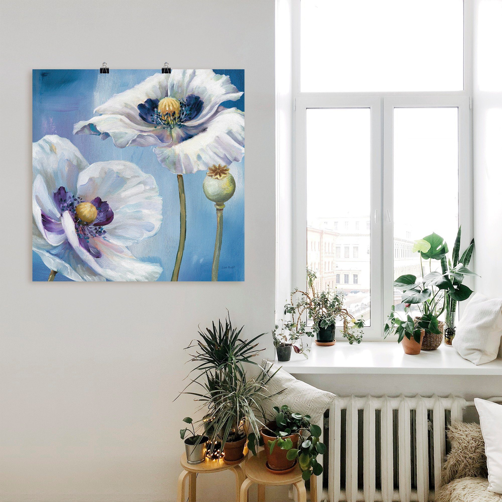 versch. Blauer Tanz Blumen Wandbild als Artland Leinwandbild, in Wandaufkleber Größen Poster (1 St), II, oder