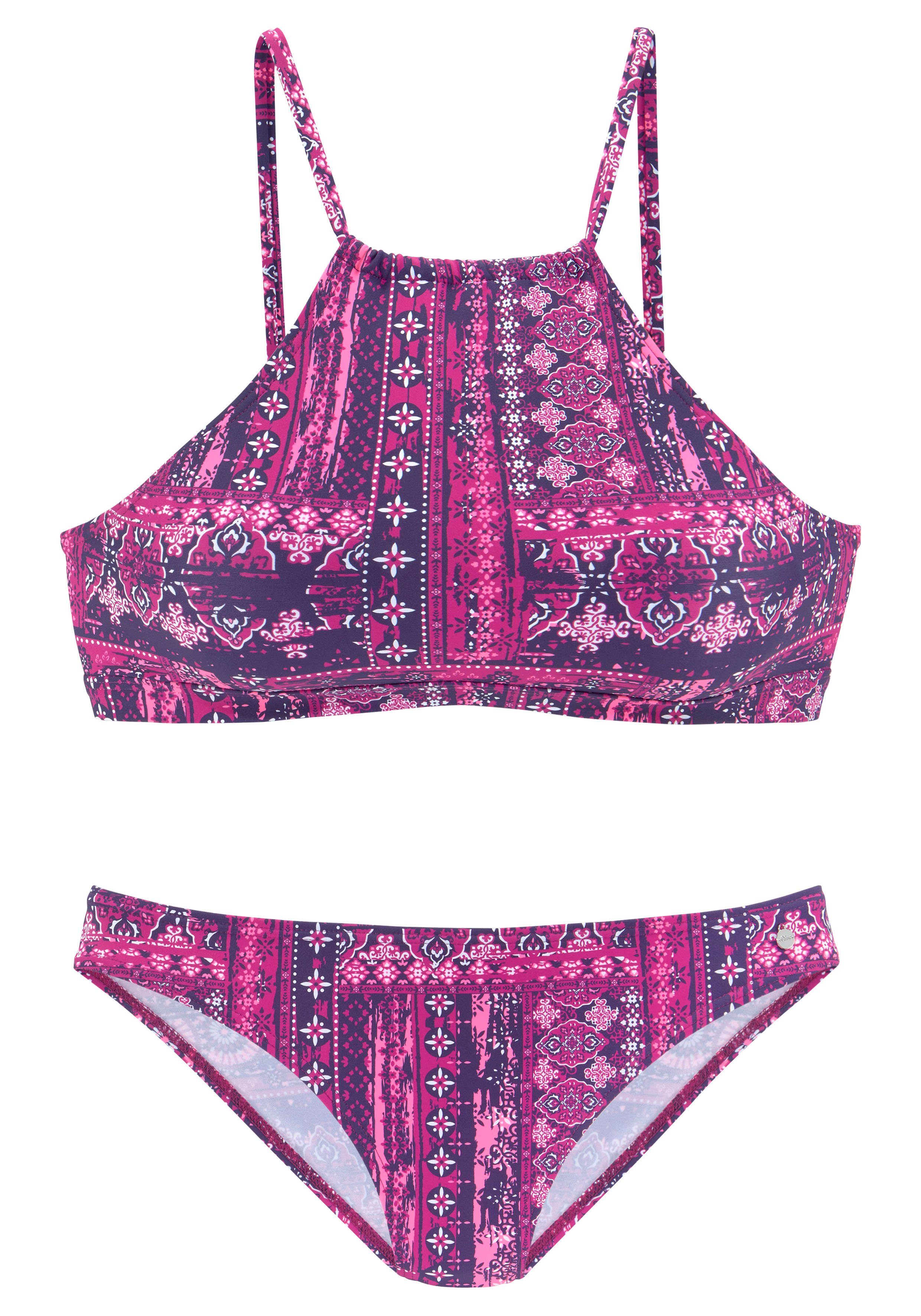 in Crop-Top-Form Bustier-Bikini bedruckt s.Oliver magenta