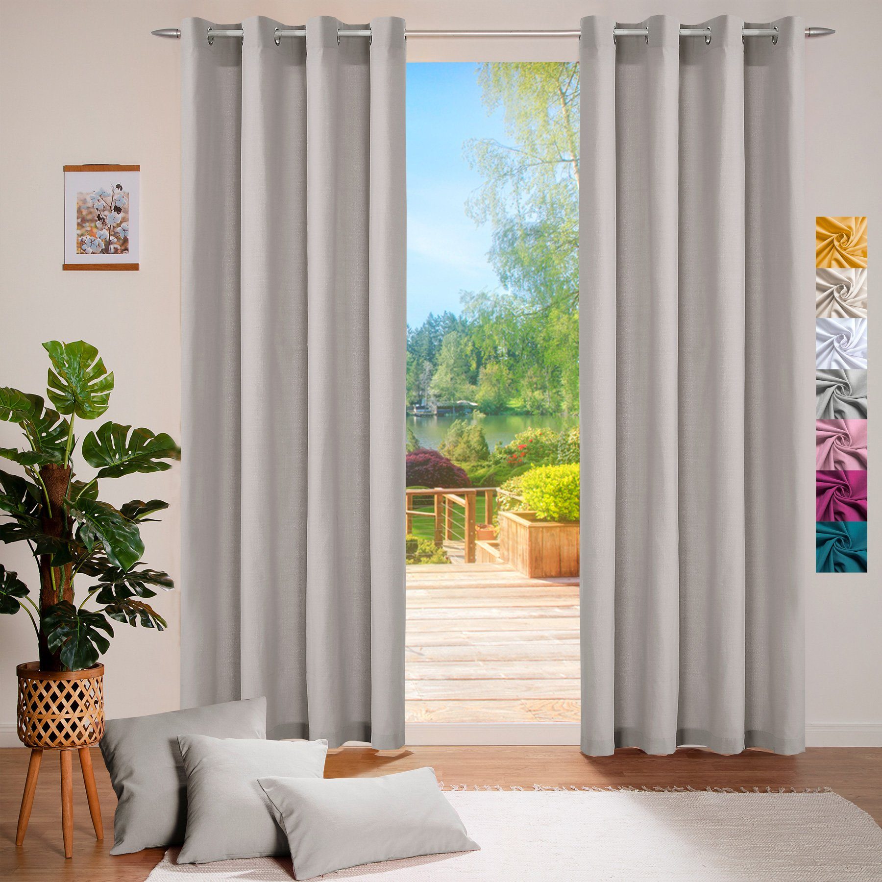 heimtexland Vorhang Dekoschal Baumwolle Vorhang Deko Gardine Ösenschal (1 St), Ösen, blickdicht, Baumwoll-Gemisch, blickdicht