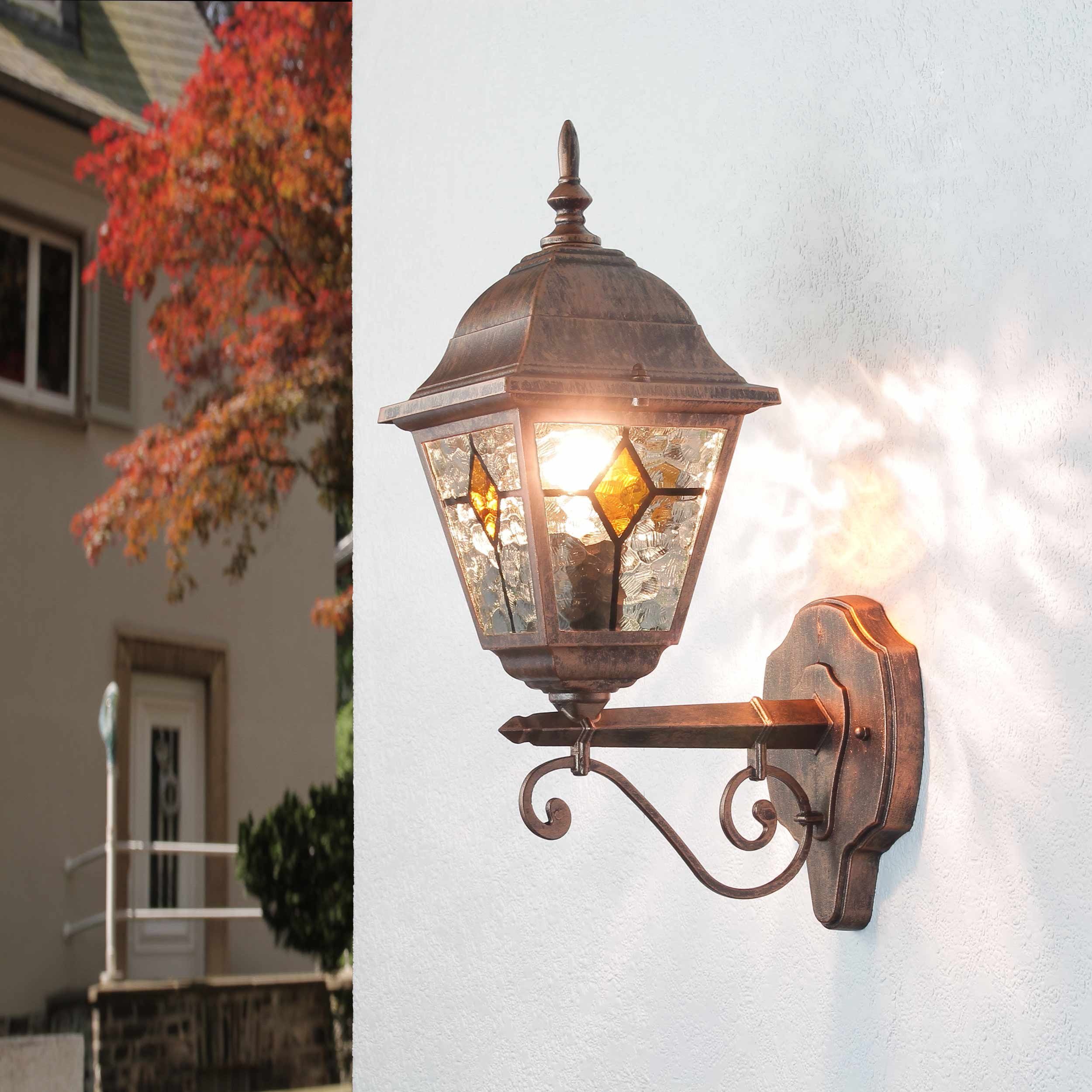 Licht-Erlebnisse Außen-Wandleuchte »SALZBURG«, ohne Leuchtmittel, Außen  Wandlampe Rustikal in Kupfer Antik Hof Garten Laterne