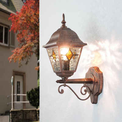 Licht-Erlebnisse Außen-Wandleuchte SALZBURG, ohne Leuchtmittel, Außen Wandlampe Rustikal in Kupfer Antik Hof Garten Laterne
