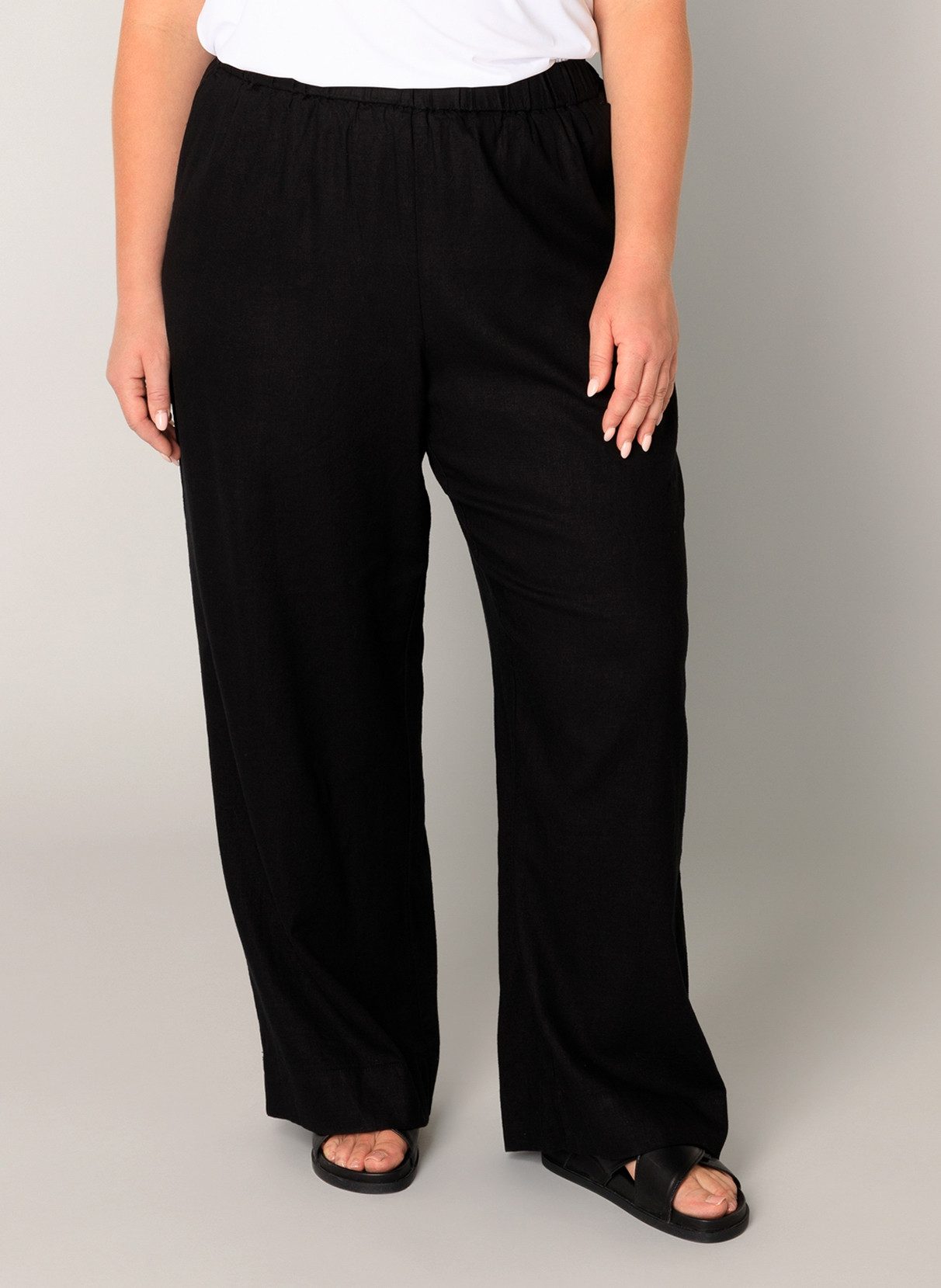 Base Level Curvy Leinenhose Yula Sommerhose, Leinen-Viskose-Mix, mit elastischem Bund