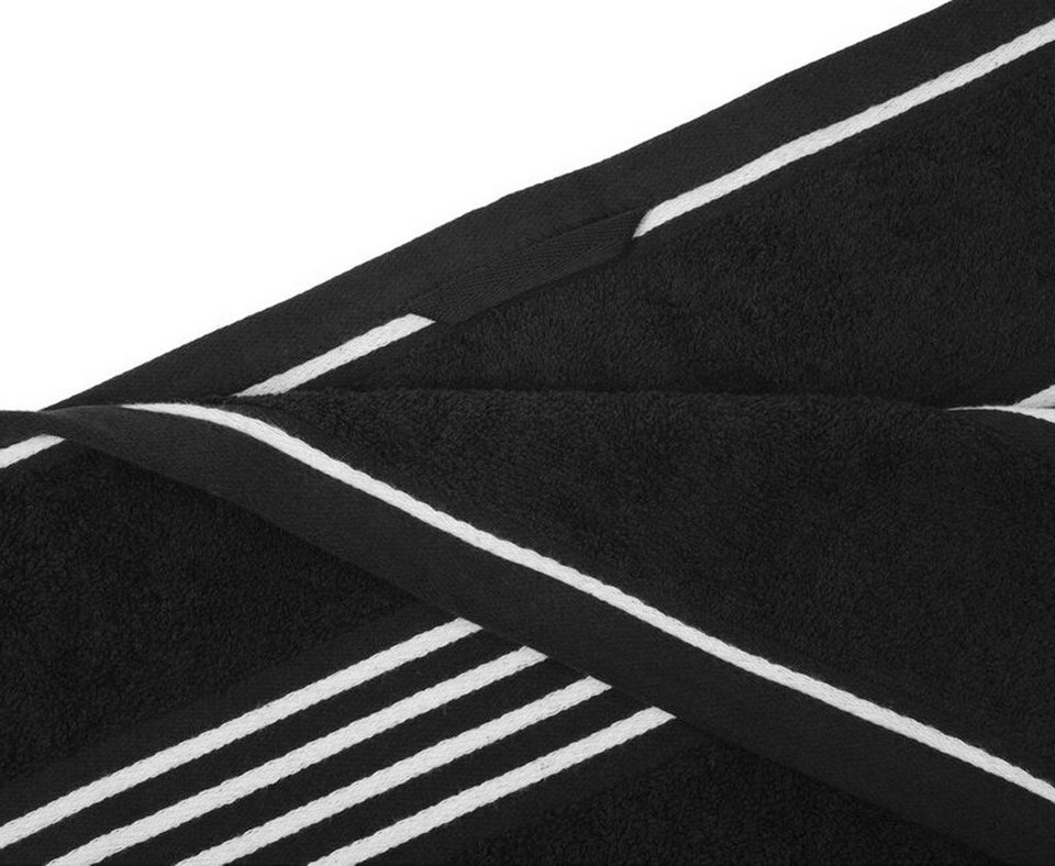 Gözze Handtuch RIO, schwarz mit weißen Streifen, Baumwolle (1-St)