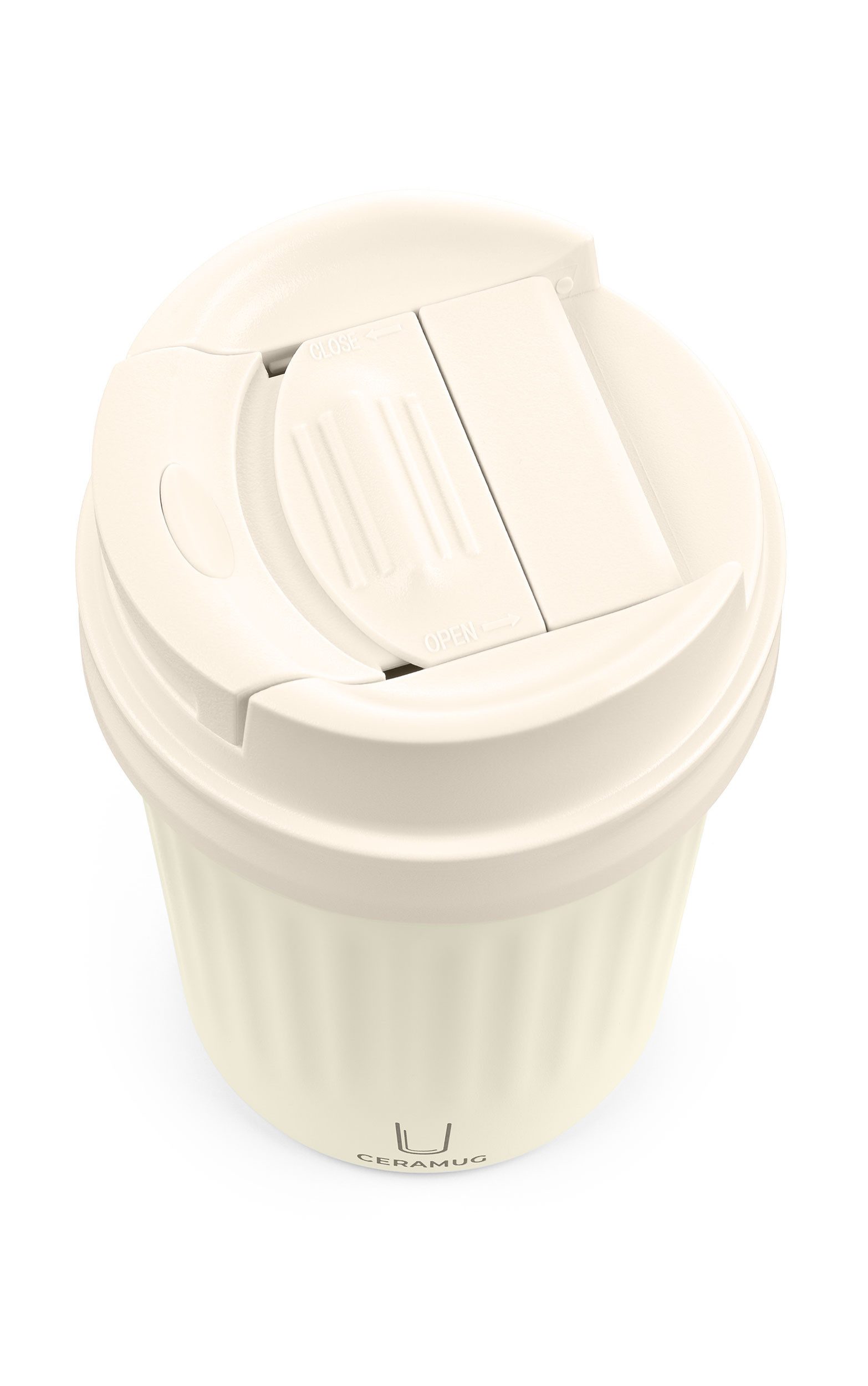 TROIKA Thermobecher CERAMUG, Kaffeebecher to Go aus Edelstahl mit Keramikbeschichtung, 6h heiß 12h kalt, auslaufsicherer Deckel mit Schiebeverschluss – 300ml