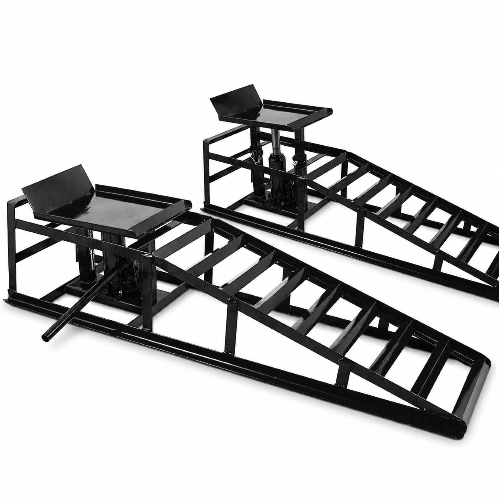 Bituxx Auffahrrampe 1 Paar Schwarz inkl. Wagenheber (2er Set, 2-St., MS-15207), mit hydraulischer Wagenheberfunktion