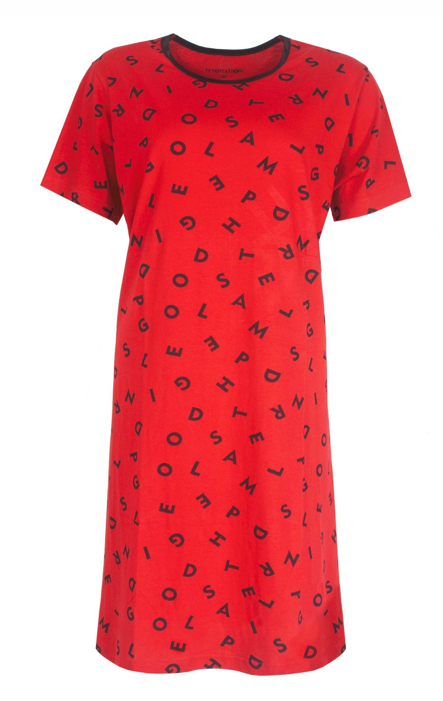 TEMPTATION Nachthemd Damen Schlafshirt (1-tlg) Baumwolle red