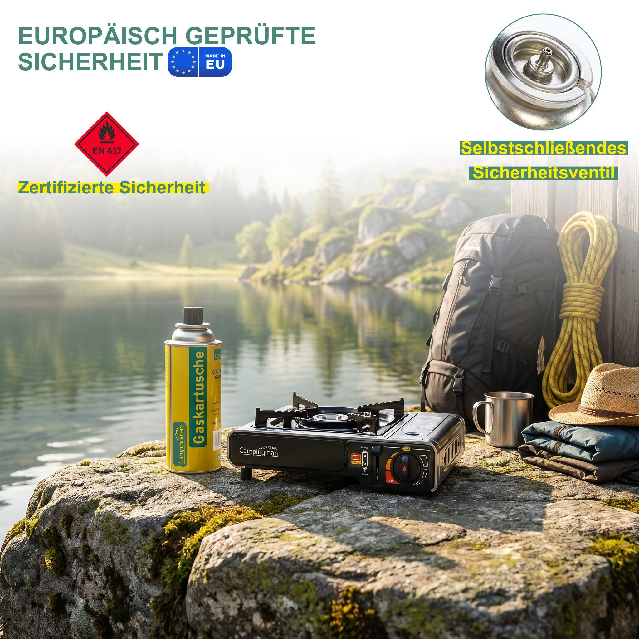 Campingman Gaskartusche Gaskartuschen 227g MSF-1A im –Unkrautbrenner & Gasgeräte, 4 St., Butangas Kartusche mit Ventil für Campingkocher – Bild 5 von 5