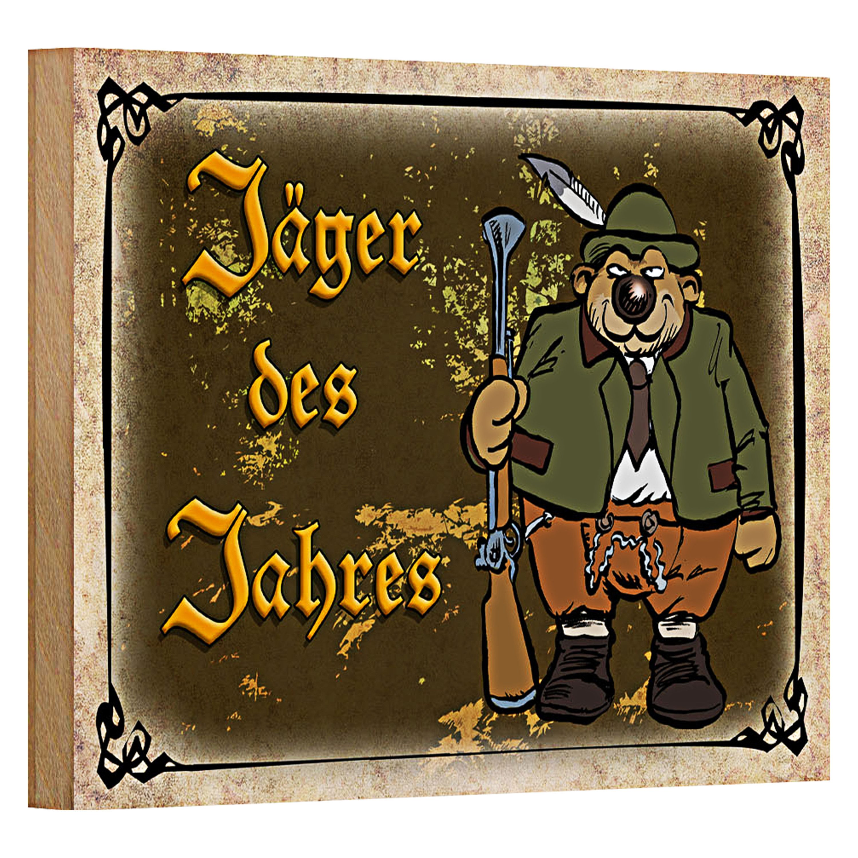 Roomando Holzbild Jagd 18x12cm Jäger des Jahres Abenteuer