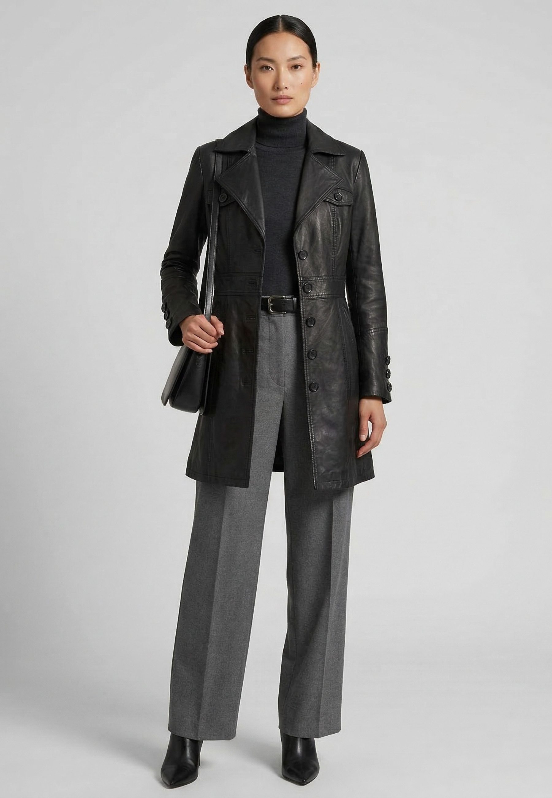 RICANO Ledermantel Lucy Handgefertigt aus echtem Leder