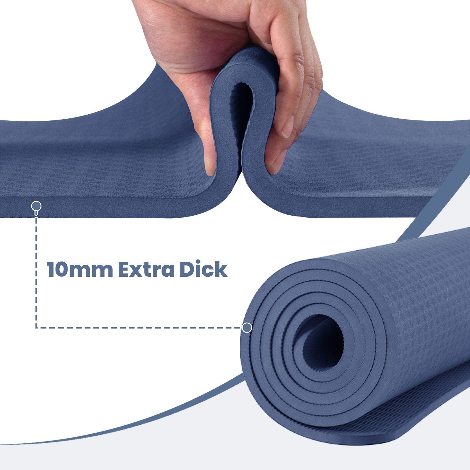 Good Nite Yogamatte Gymnastikmatten mit Tragegurt – 10 mm dick, 183x61 cm (1-St), rutschfest, komfortabel, 183x61x1 cm – Bild 3 von 5