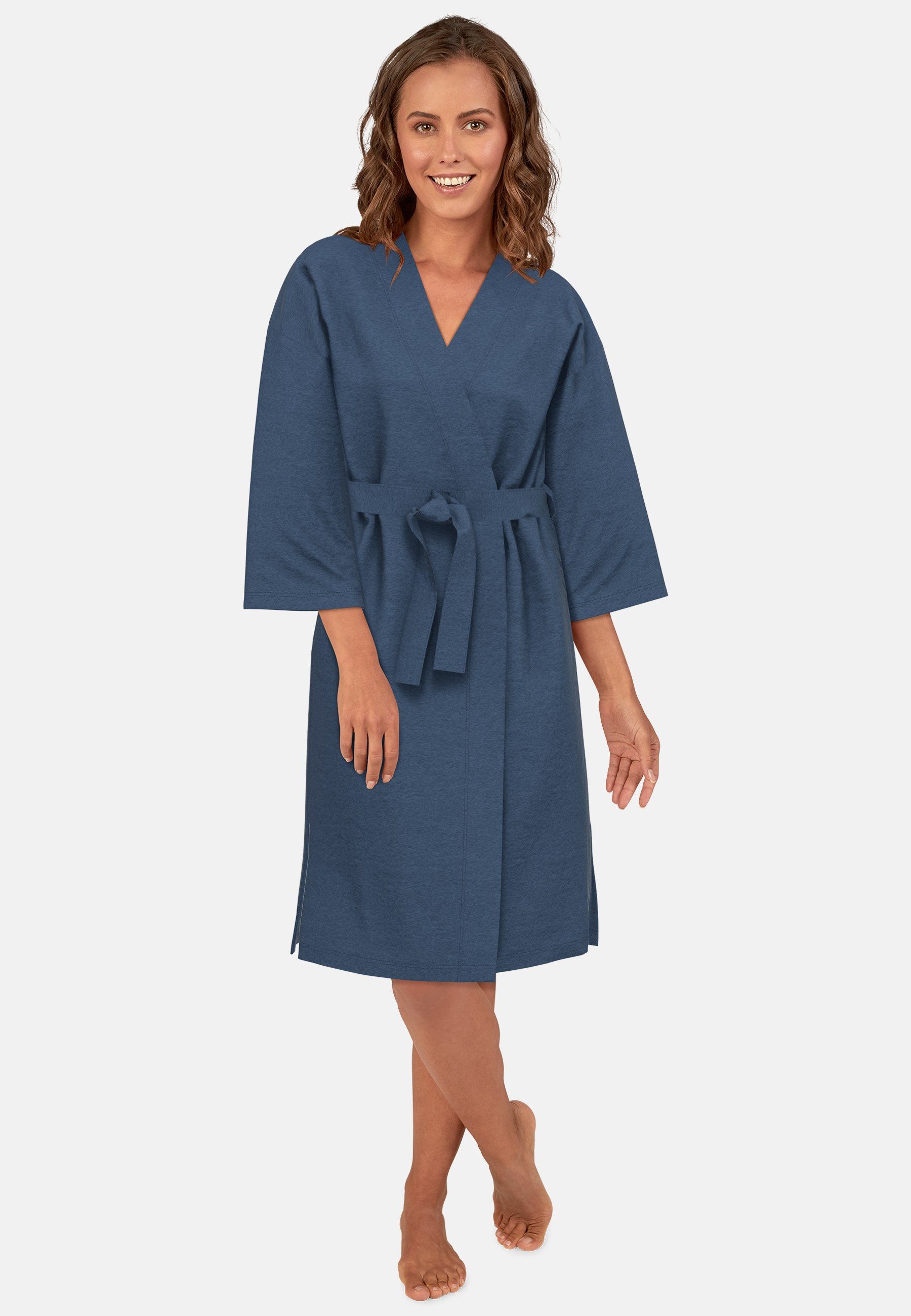 TOM TAILOR Damenbademantel TOM TAILOR Damen Hausmantel blau melange, Modal günstig online kaufen