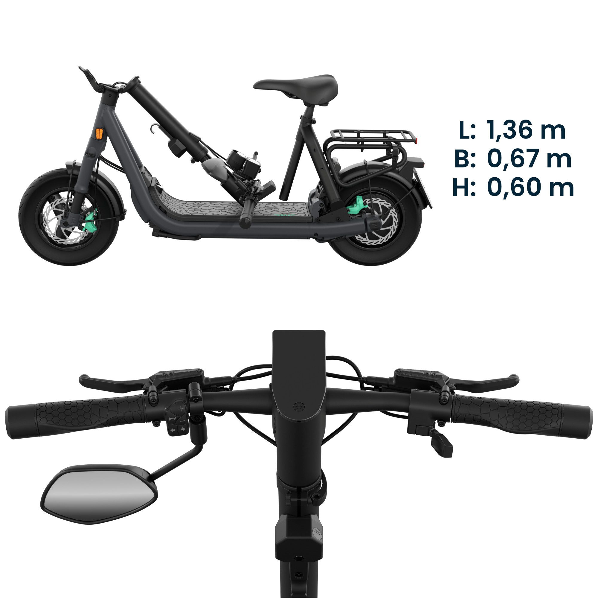 Egret E-Mofaroller GTs, 45 KM/H, FEDERUNG, APPLE FIND MY, ≤100 km, 1890 W, 45 km/h, Wechselakku-System, Vollfederung, Scheibenbremsen, App, NFC, USB-C