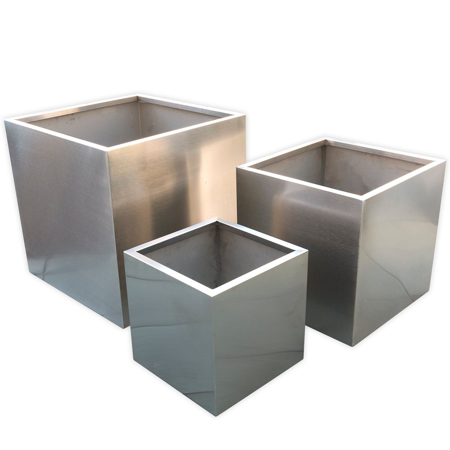 Köhko Pflanzkübel KÖHKO Blumenkübel Edelstahl "VIVO" matt gebürsteter Pflanztopf Quadrat