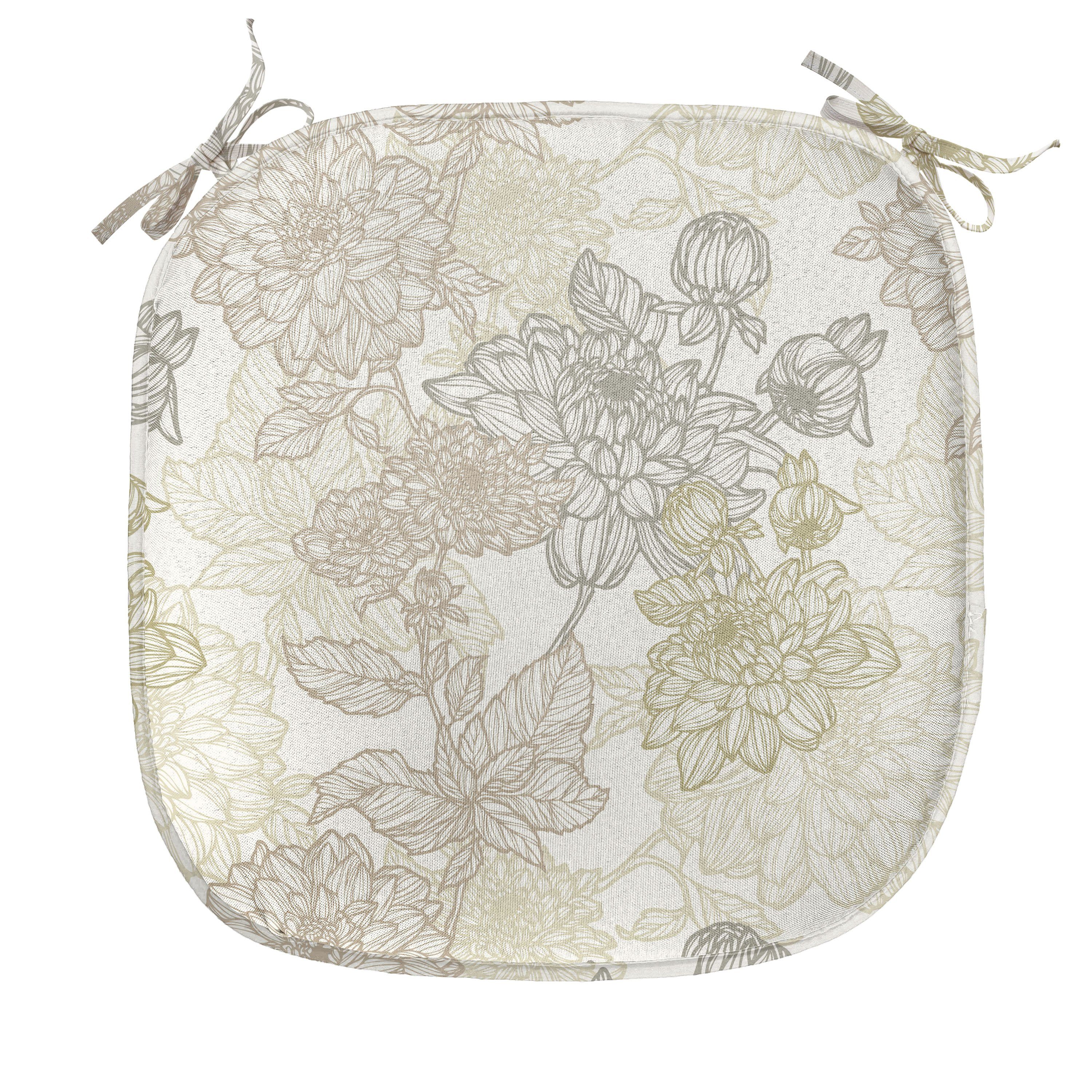 für Chrysanthemum-Motive Abakuhaus Dekoratives Stuhlkissen mit Küchensitze, Riemen Jahrgang Kissen wasserfestes