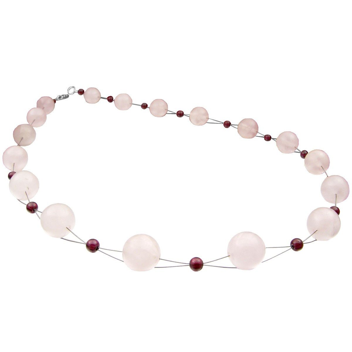Collier Kette aus Rosenquarz & Granat
