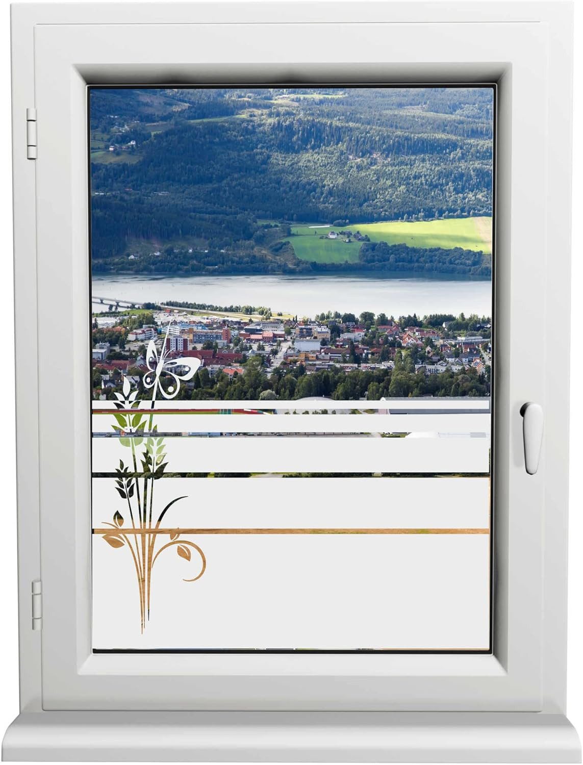 INDIGOS UG Fensterfolie Fensterfolie Schmetterling & Blumen – H50Line Sicht günstig online kaufen