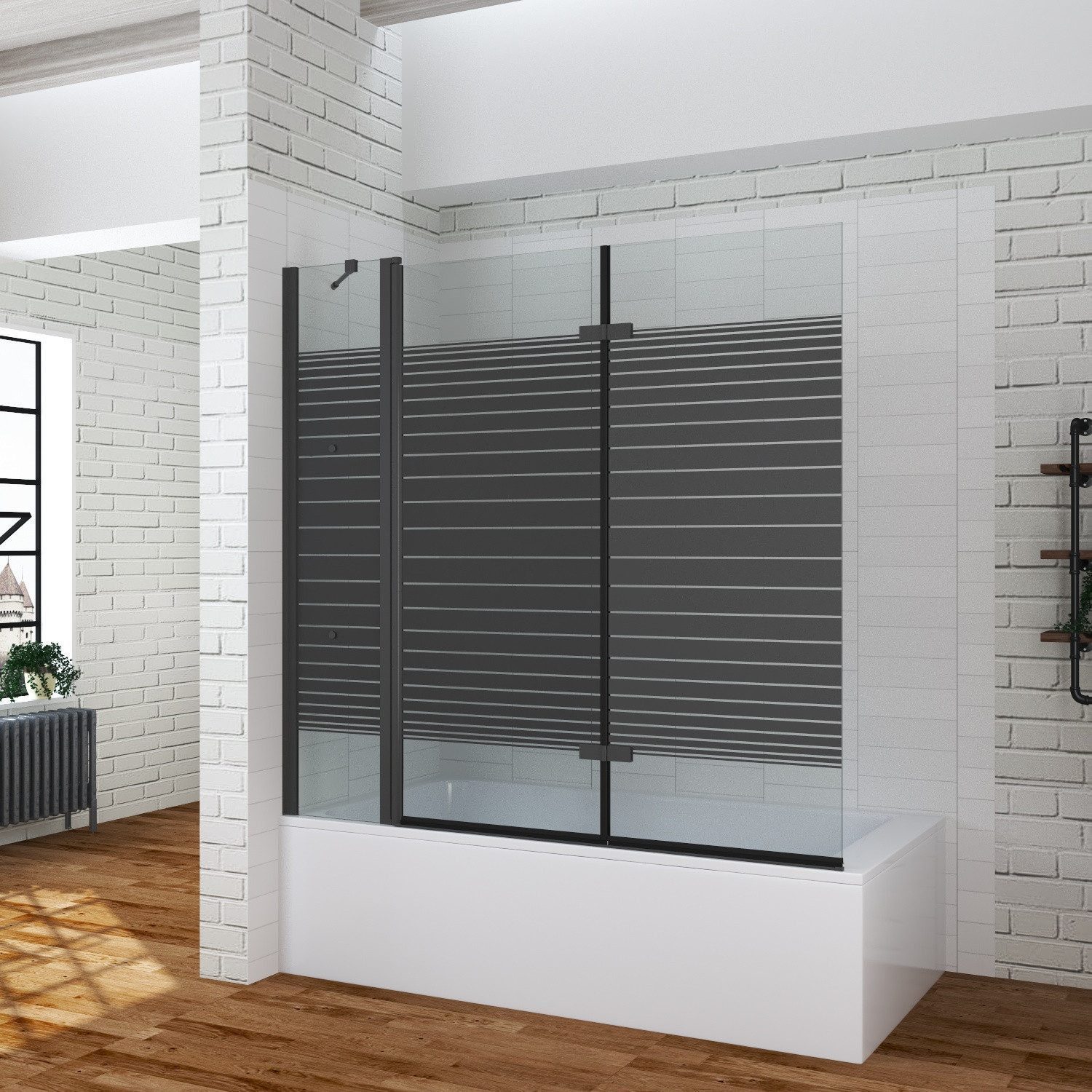 AQUALAVOS Badewannenfaltwand Badewanne 150x140 cm Badewannenaufsatz 3 Teili günstig online kaufen