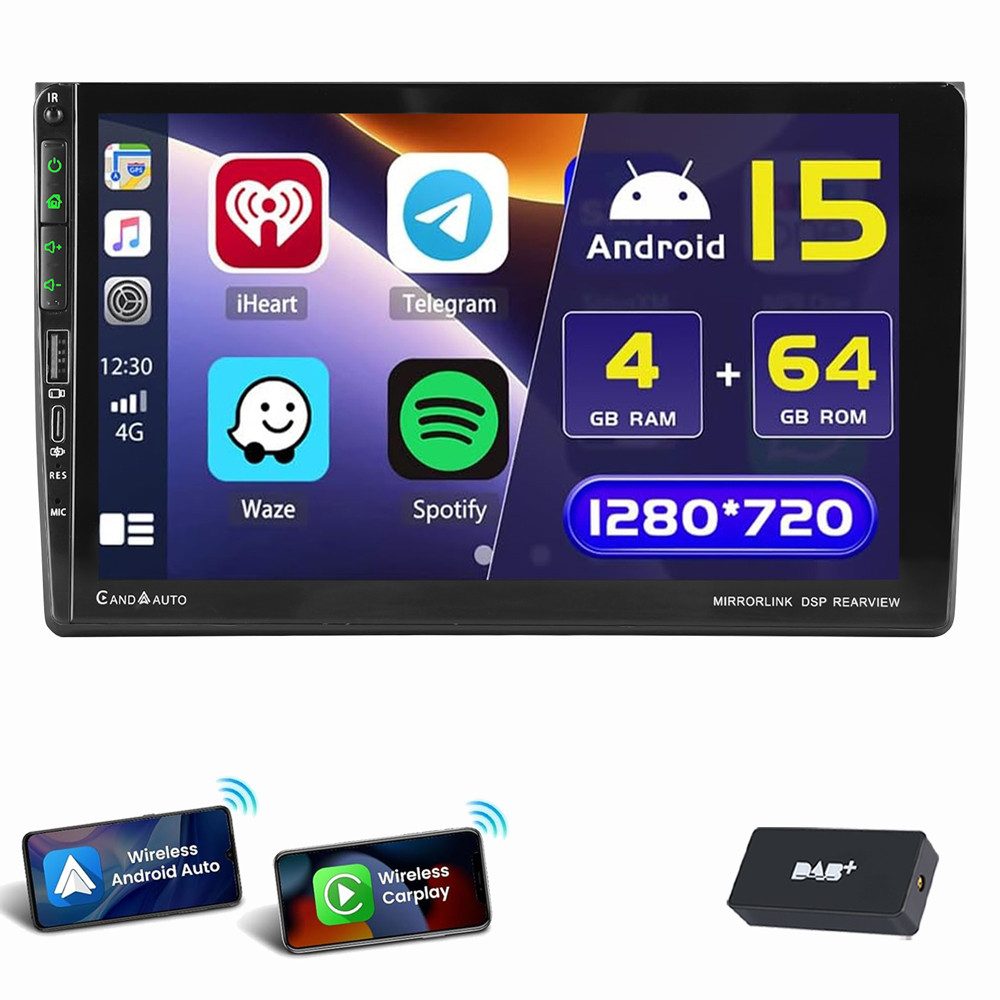 ESSGOO Für Audi A4 S4 RS4 B6 B7 SEAT EXEO CarPlay 4+64G Autoradio Android 15 Autoradio (4+64GB, FM, GPS NAVI SWC RDS)