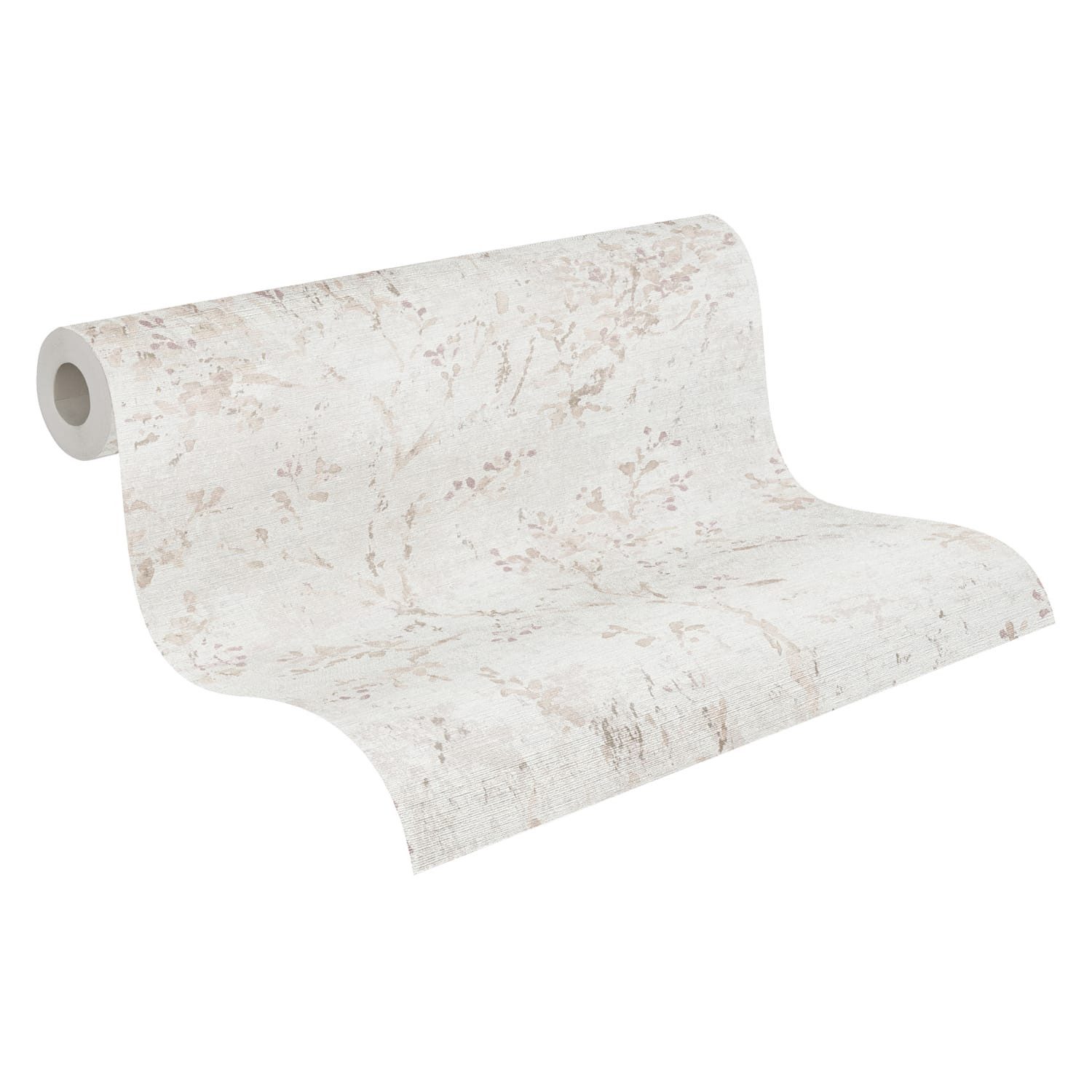 Profhome Vliestapete 396503-GU Landhaus Tapete matt grau beige lila 5,33 m2, leicht strukturiert, matt, (1 Rolle, 5.33 qm), heißgeprägte Vliestapete in grau