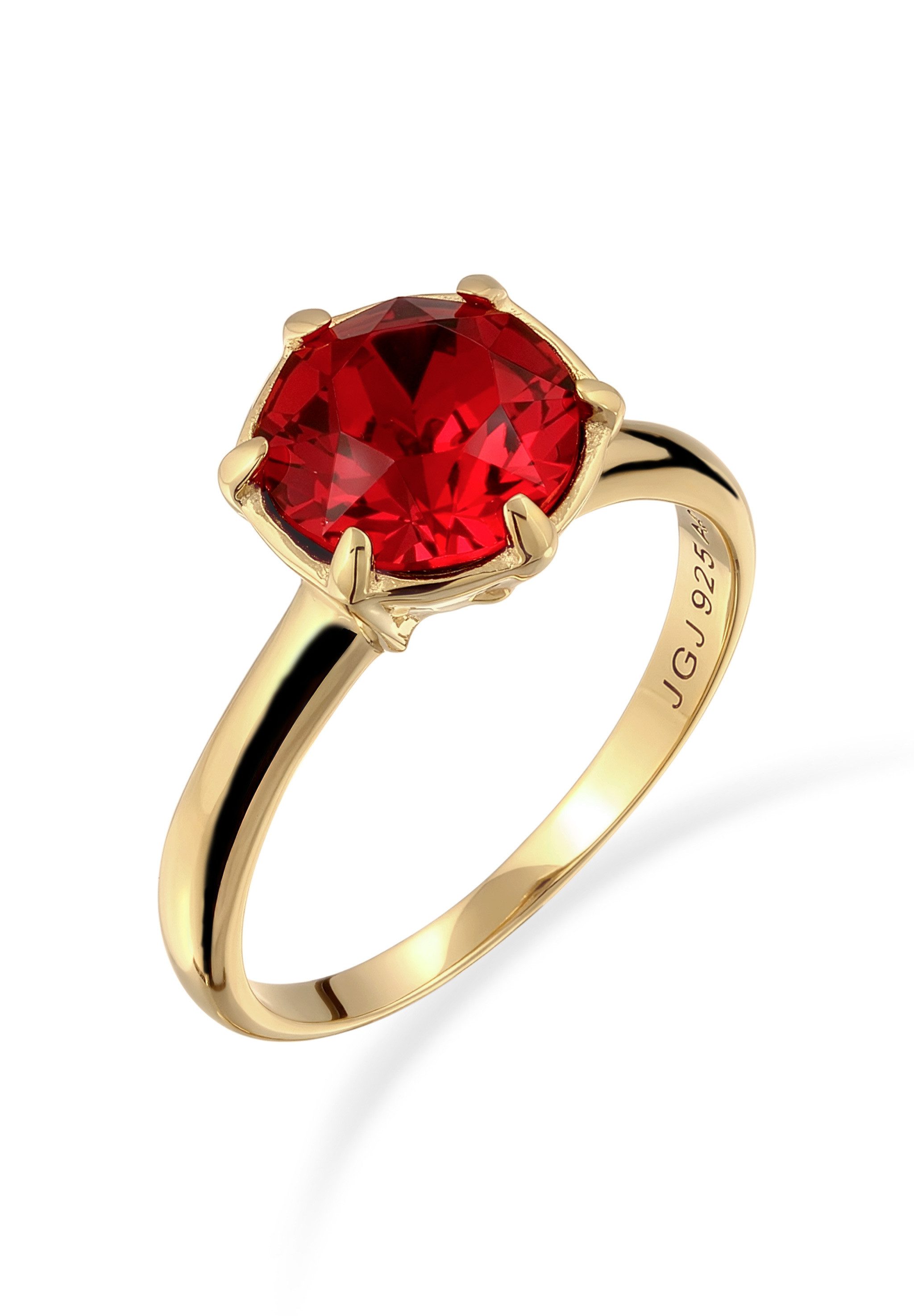 Elli Fingerring Solitär 925 Silber vergoldet, mit Kristallen von Swarovski®