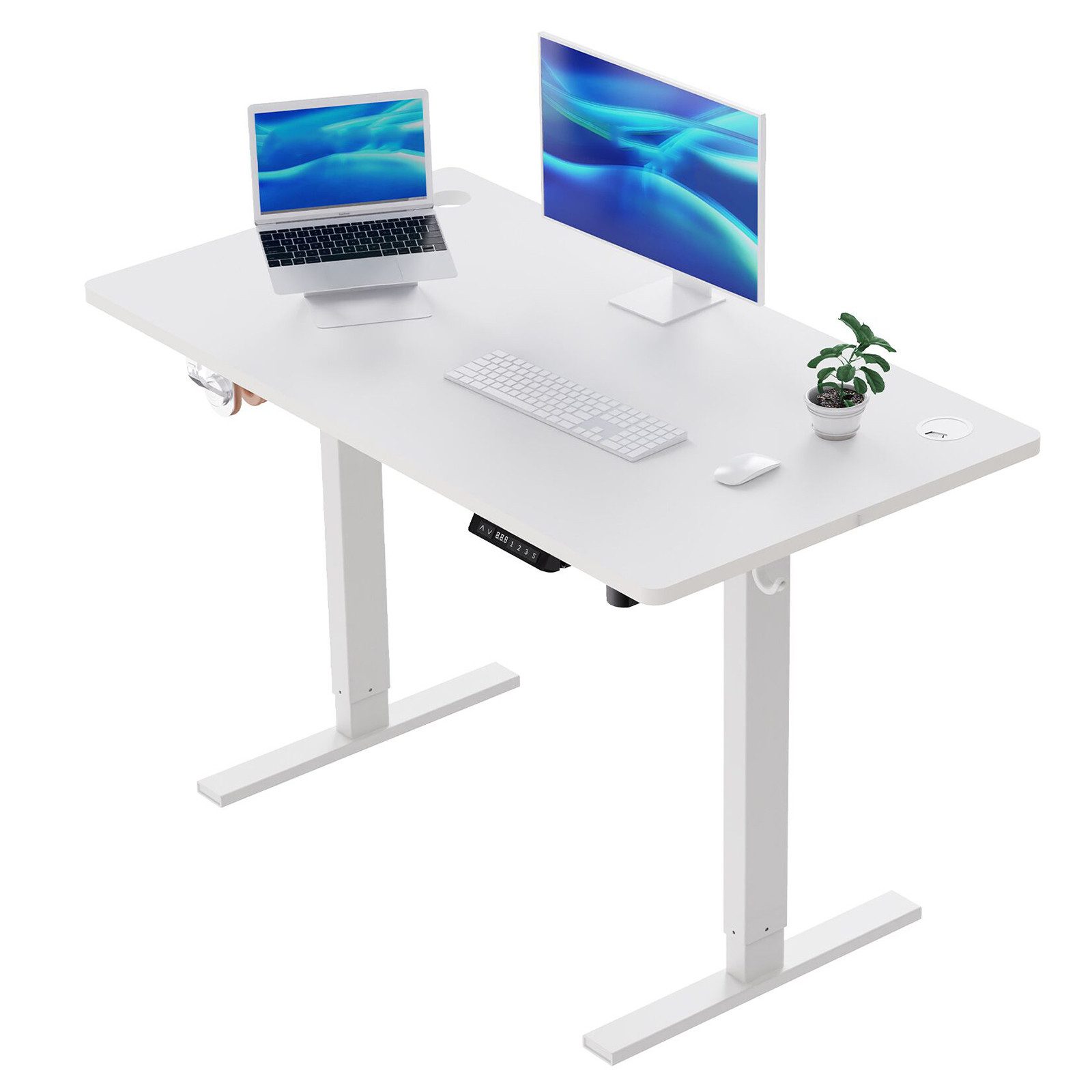 HOMAVO Schreibtisch Höhenverstellbarer schreibtisch mit Memory- und Rebound-Funktion, USB/Typ C,Länge 120 cm, Länge 140, zwei Größen
