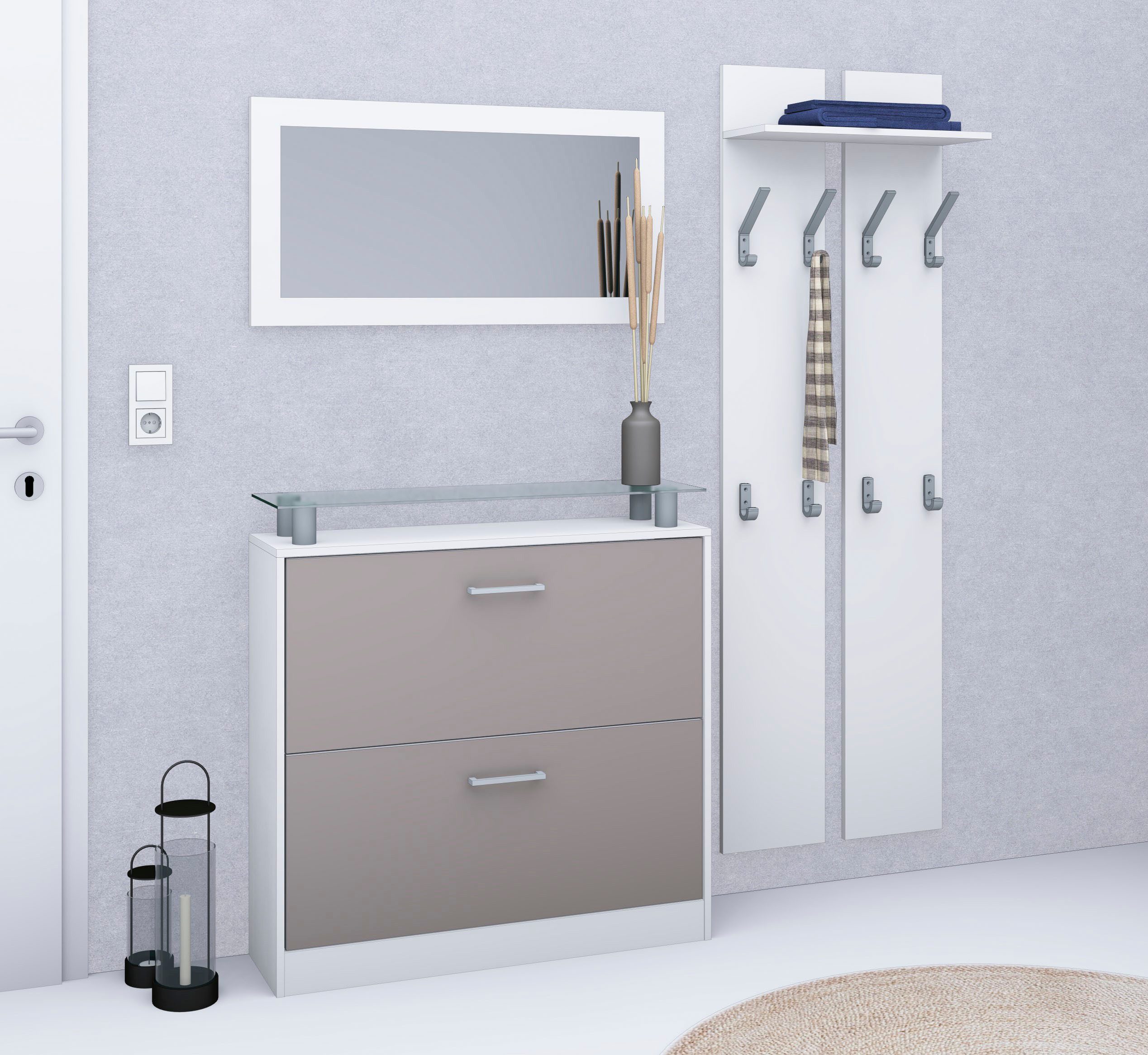 borchardt Möbel Garderoben-Set Finn, (Set, 3-St), mit Glasablage – Bild 5 von 5