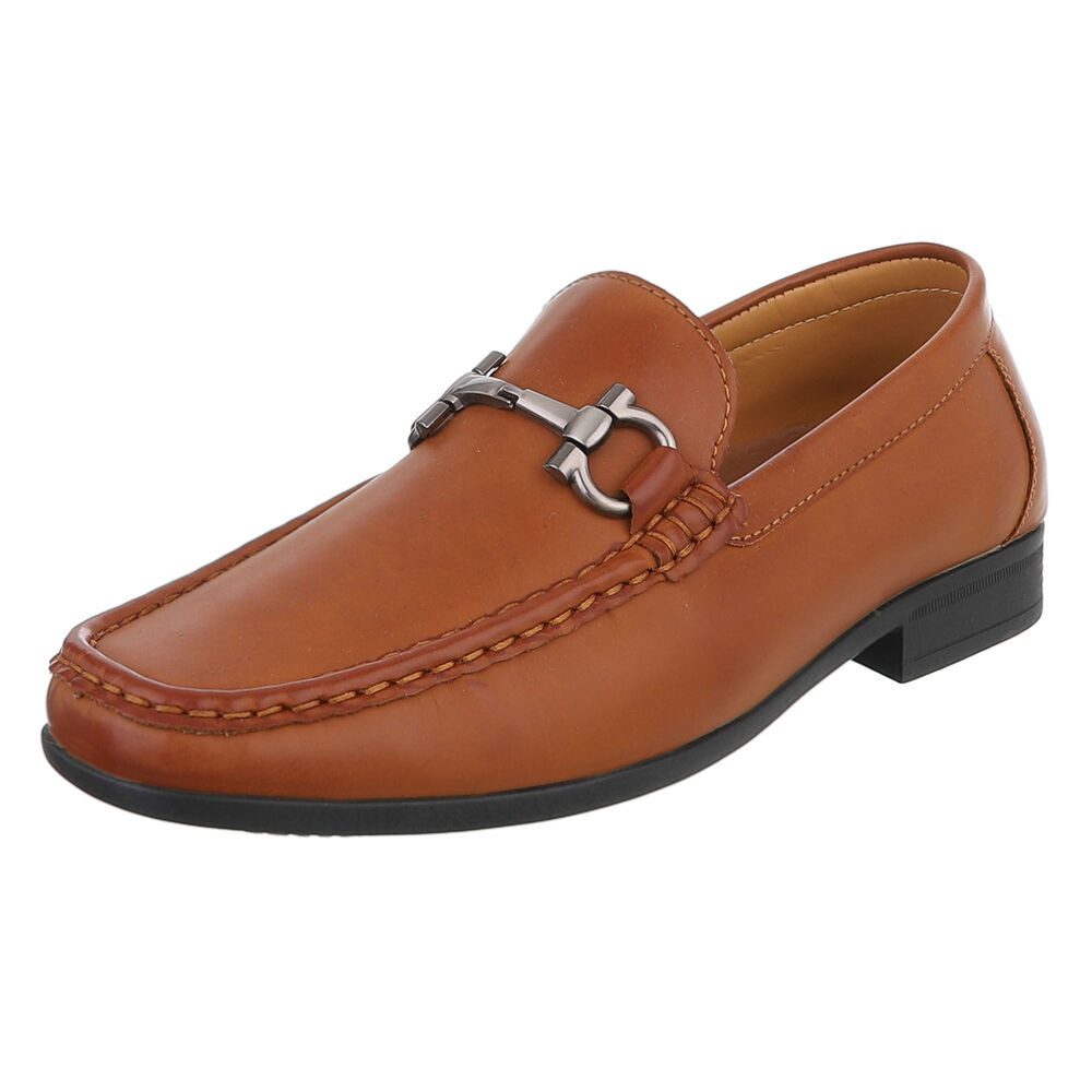 Coolwalk Herren Slipper Mocassin mit Schnalle für Alltag Slipper (91563804) Blockabsatz Slipper in Camel