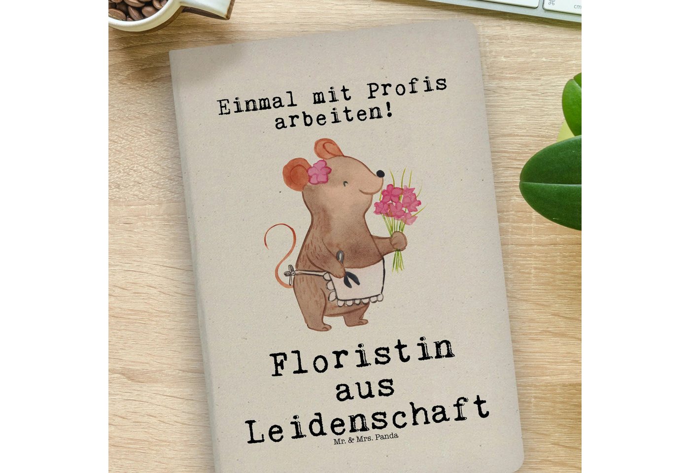 Thumbnail - Mr. & Mrs. Panda Notizbuch Floristin Leidenschaft - Transparent - Geschenk, A4 Notizbuch Punkte, Mr. & Mrs. Panda, Bezau...