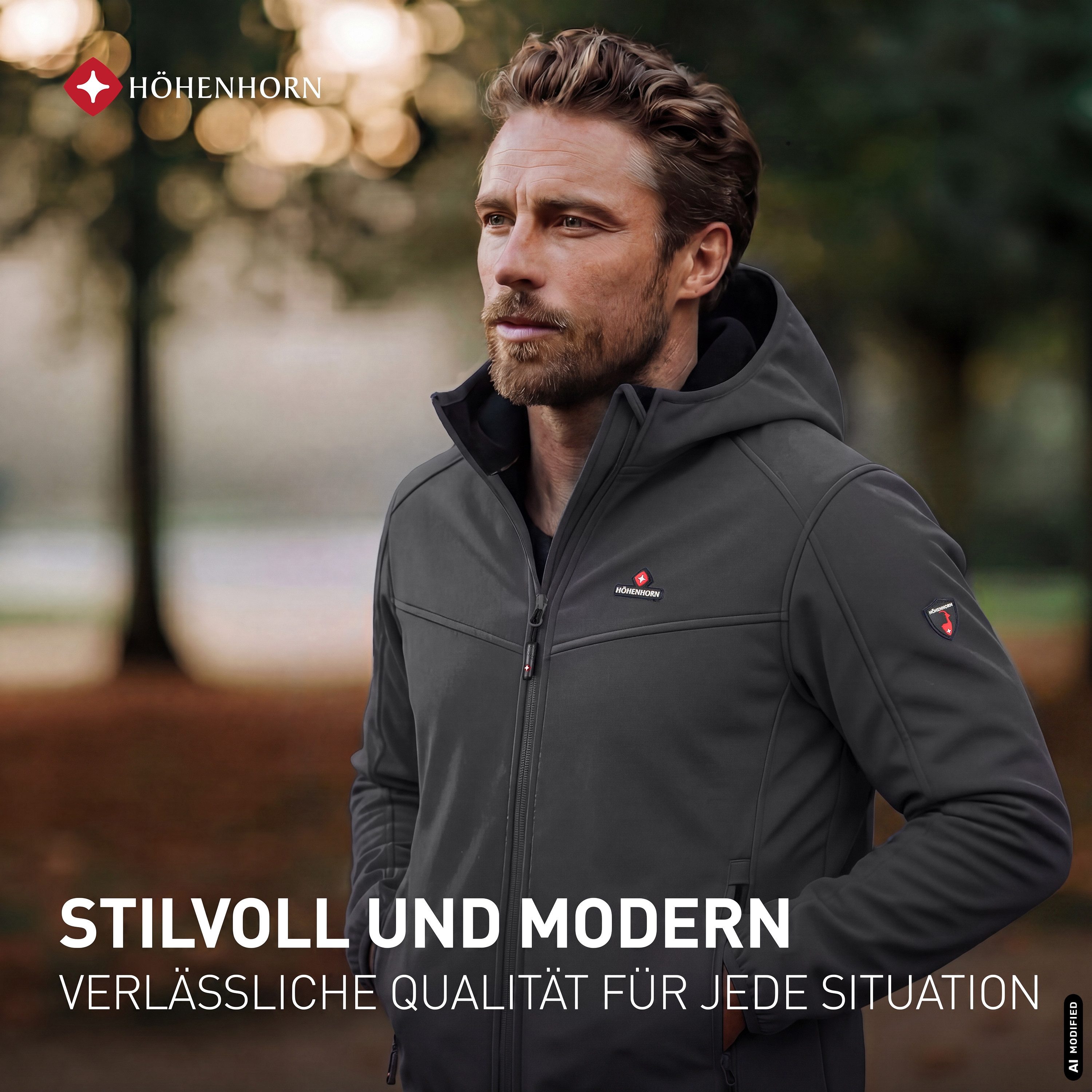 Höhenhorn Softshelljacke Alpberg Herren leichte Jacke für Männer Outdoor Übergangsjacke Microfleece-Innenfutter, Atmungsaktiv – Bild 4 von 5