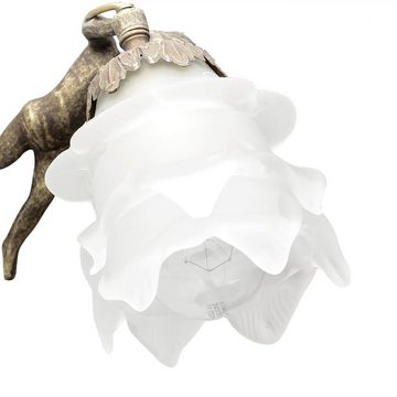 Licht-Erlebnisse Wandleuchte PUTTI, ohne Leuchtmittel, Wandlampe Echt-Messing Glasschirm Blütenform Handarbeit Jugendstil