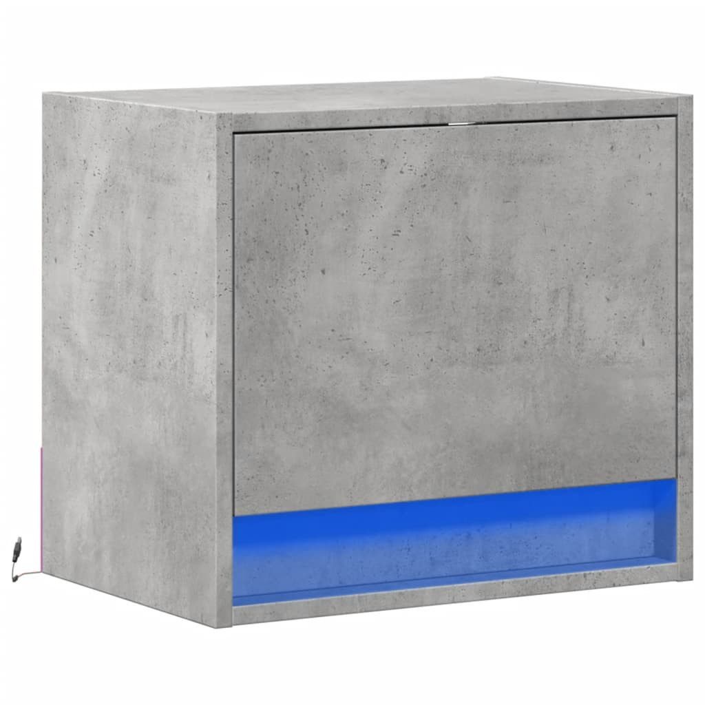 vidaXL Nachttisch Wand-Nachttisch mit LED-Leuchten Betongrau günstig online kaufen