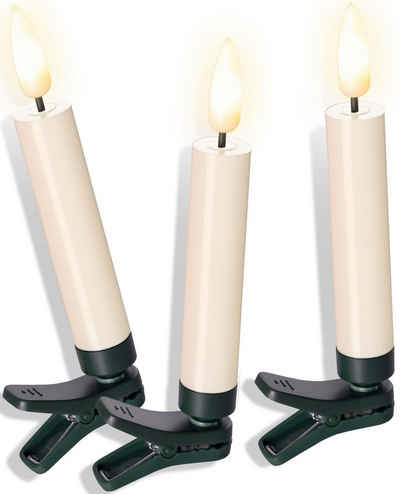 andas LED-Christbaumkerzen Bjarne, 25 kabellos Kerzen mit 3D-Flamme, Höhe ca. 11,5 cm, 25-flammig, Weihnachtsdeko, Christbaumschmuck mit Dimm-/Flacker- und Timerfunktion