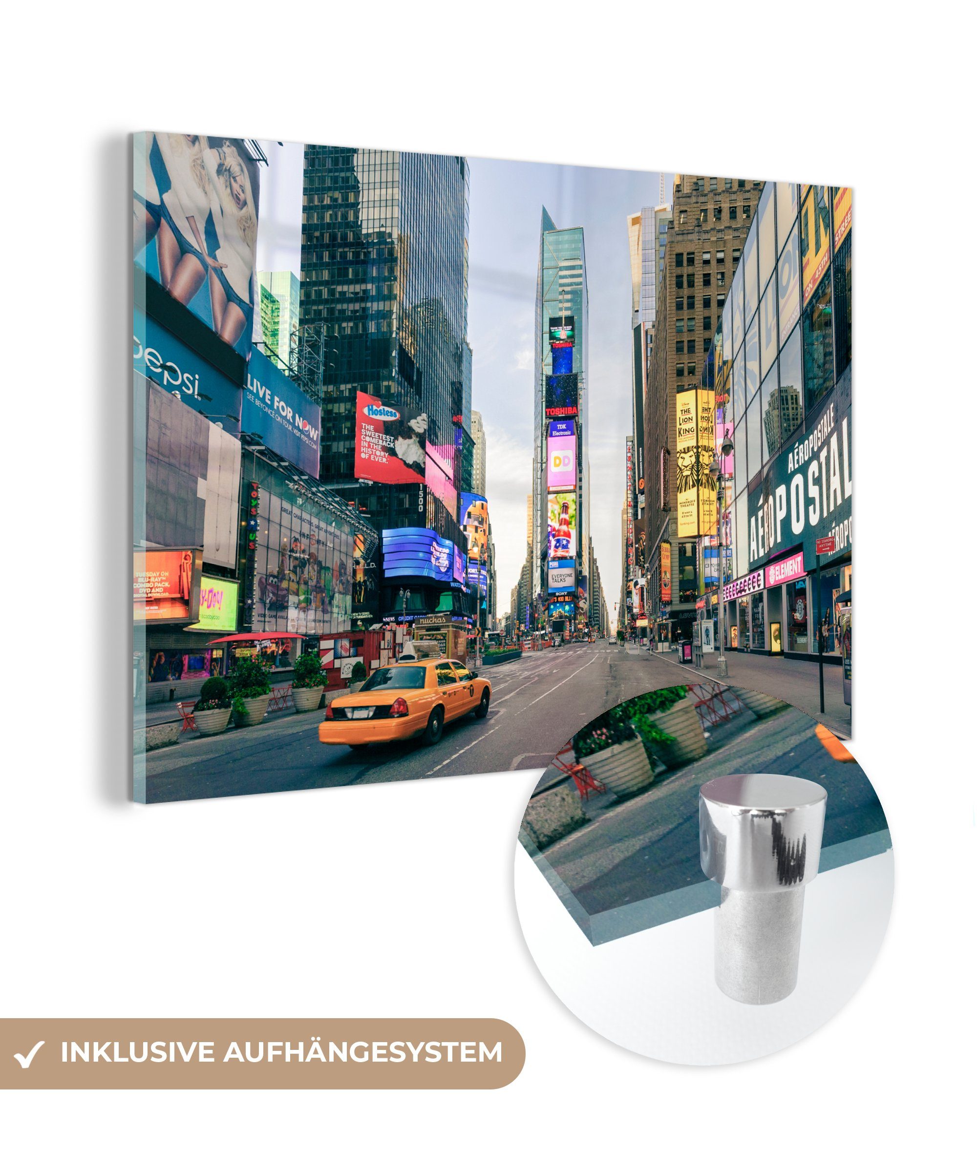 MuchoWow Acrylglasbild New York - Gelb - Manhattan, (1 St), Acrylglasbilder Wohnzimmer & Schlafzimmer