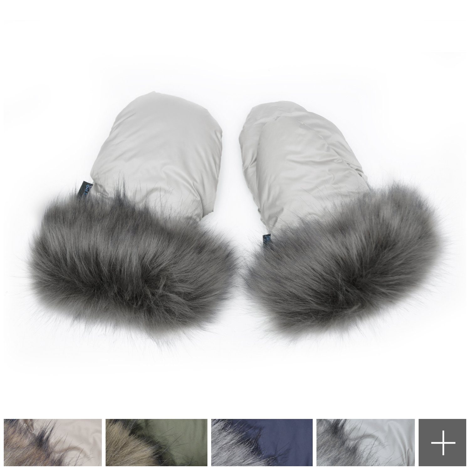 Baby-Joy Kinderwagen-Handwärmer Hochwertige Handschuhe mit Kunstfell und Magnetverschluss, kuschelweich, außen wind- und wasserabweisend