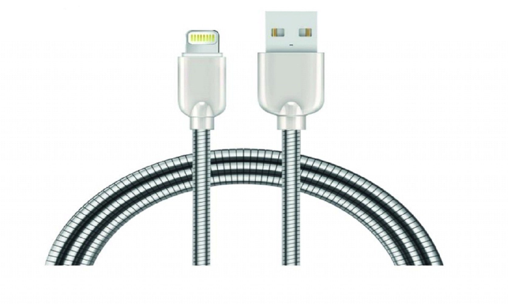 Sunix Sunix 2A Schnellladekabel Nylon 1m Lightning iPhone Metall Dehnbar USB-Kabel, Lightning