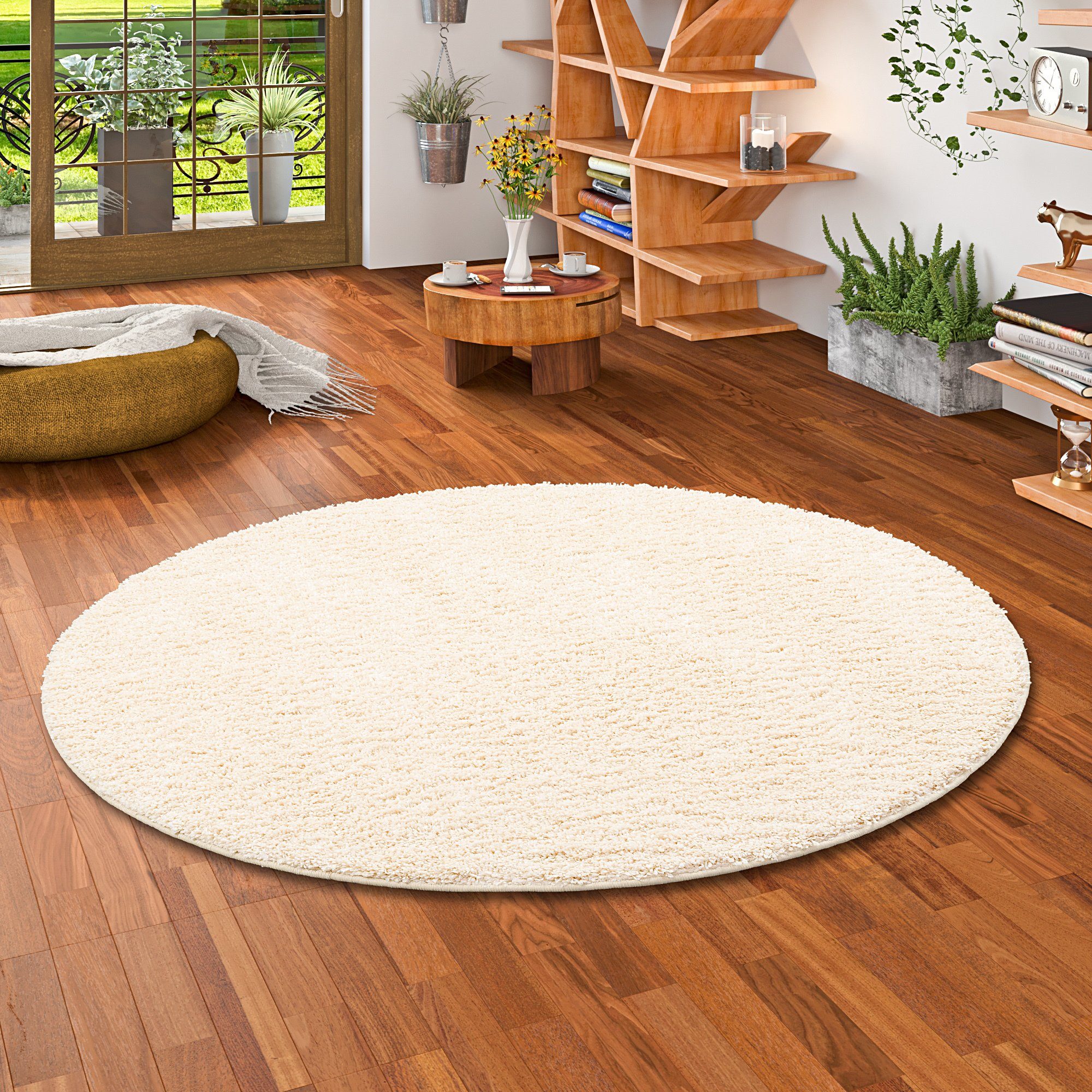 Snapstyle Hochflor-Teppich Luxus Hochflor Langflor Teppich Milano Rund, Rund, Höhe: 43 mm