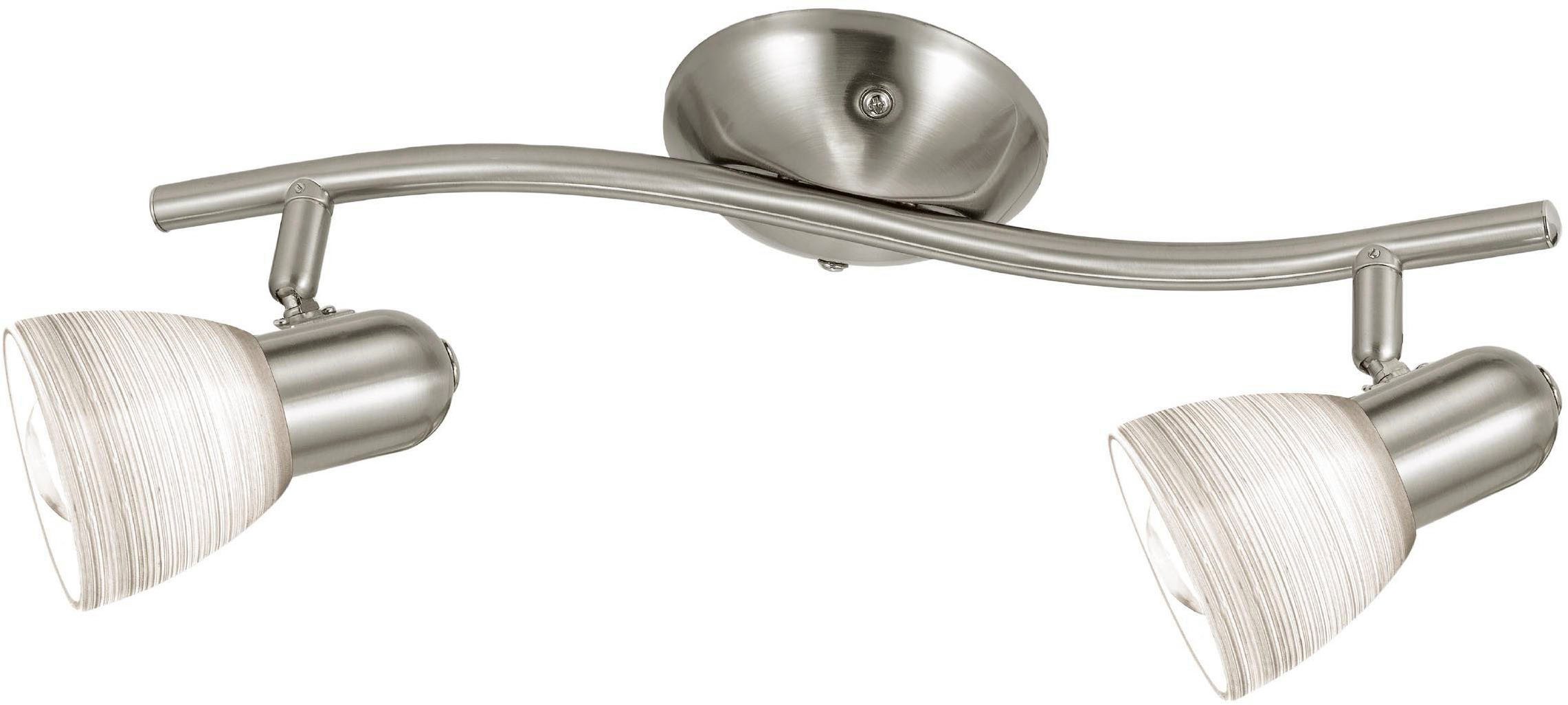 EGLO Deckenleuchte Dakar 1 Deckenlampe, Deckenspot aus Stahl und Glas, E14, Deckenleuchte, ohne Leuchtmittel, Spot - L37 x B10 cm - nickel-matt - 2X40W exkl.