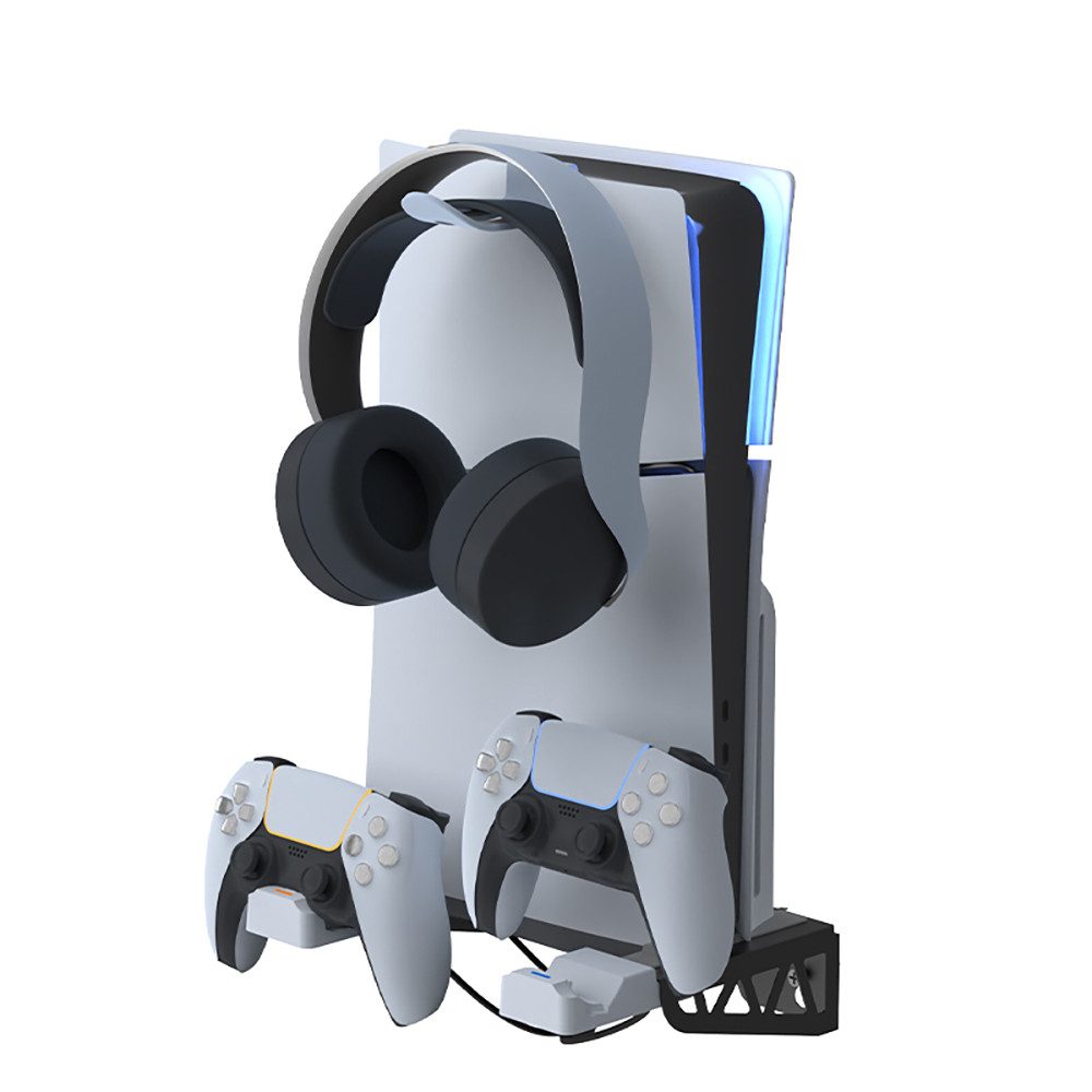 ibettertec Wall Mount Wandhalterung PS5 Slim mit Lüfter mit Controller-Ladegerät Controller-Ladestation (Controller-Ladegerät für PS5, Ladestation PS5 mit Kopfh – Bild 2 von 5