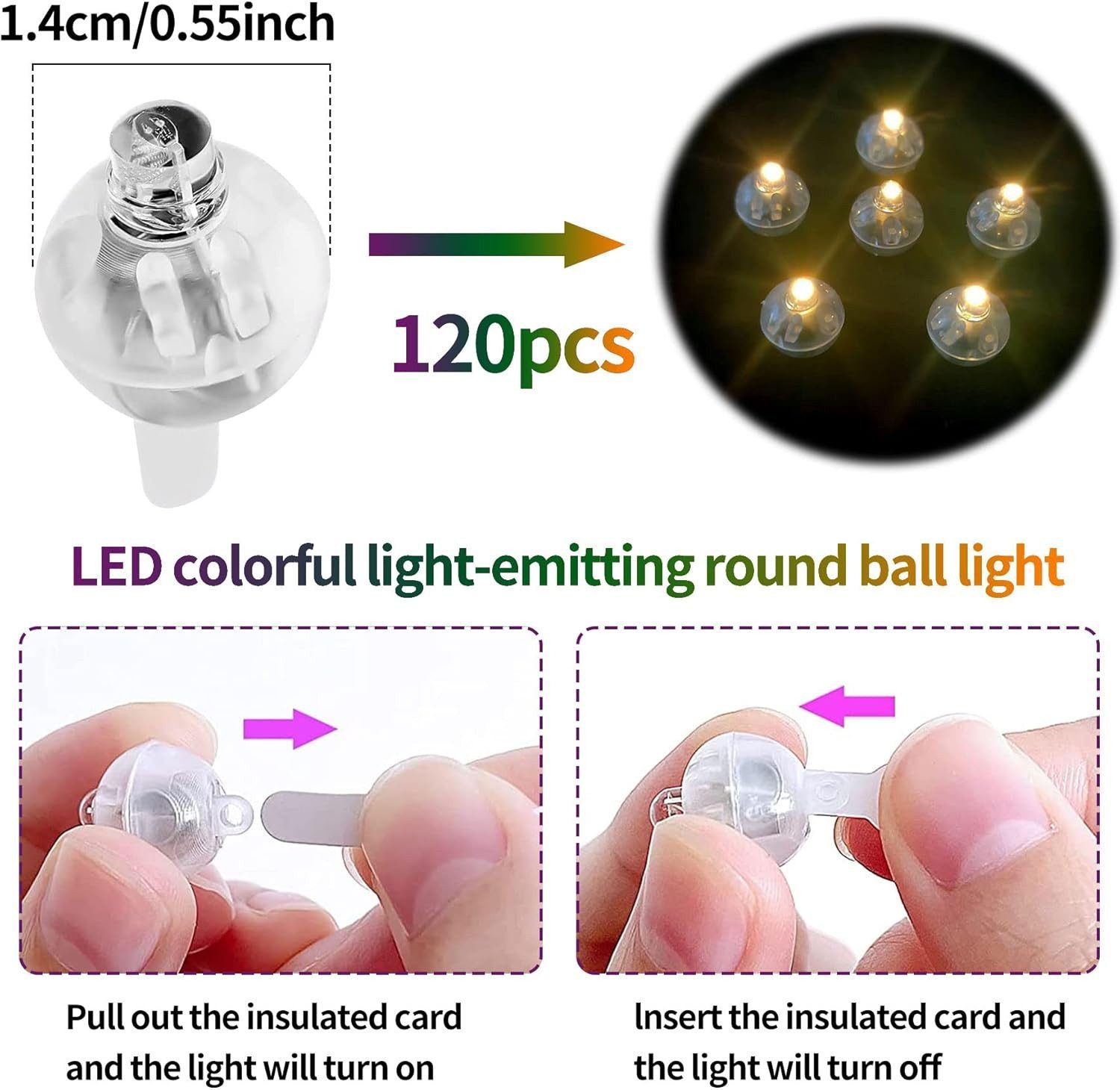 FELIXLEO LED Baustrahler LED Ballons Lichter Mini Bunt Led Ballonlichter – Bild 5 von 5