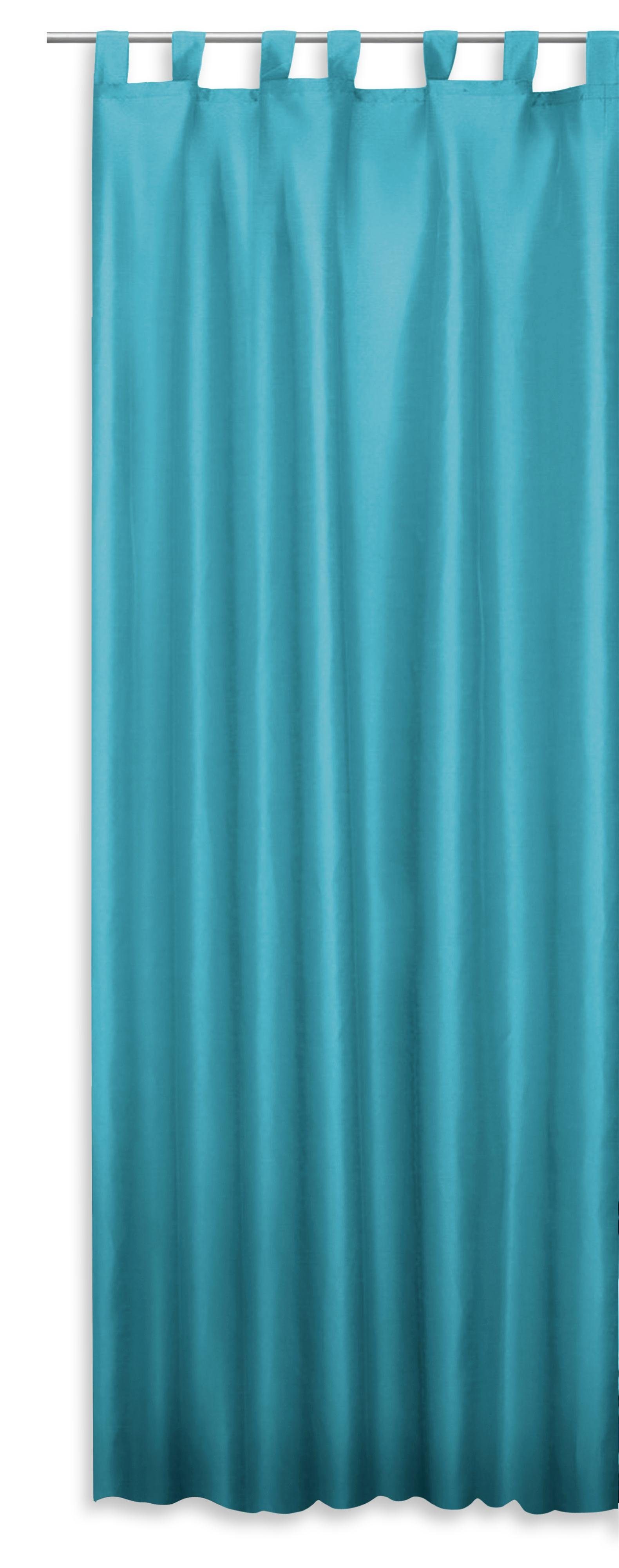 Gardine Schlaufenschal St), Deko, halbtransparent, cm 140x245 (1 Schlaufen Haus Vorhang Polyester halbtransparent Gardine, Schlaufen und Helltürkis