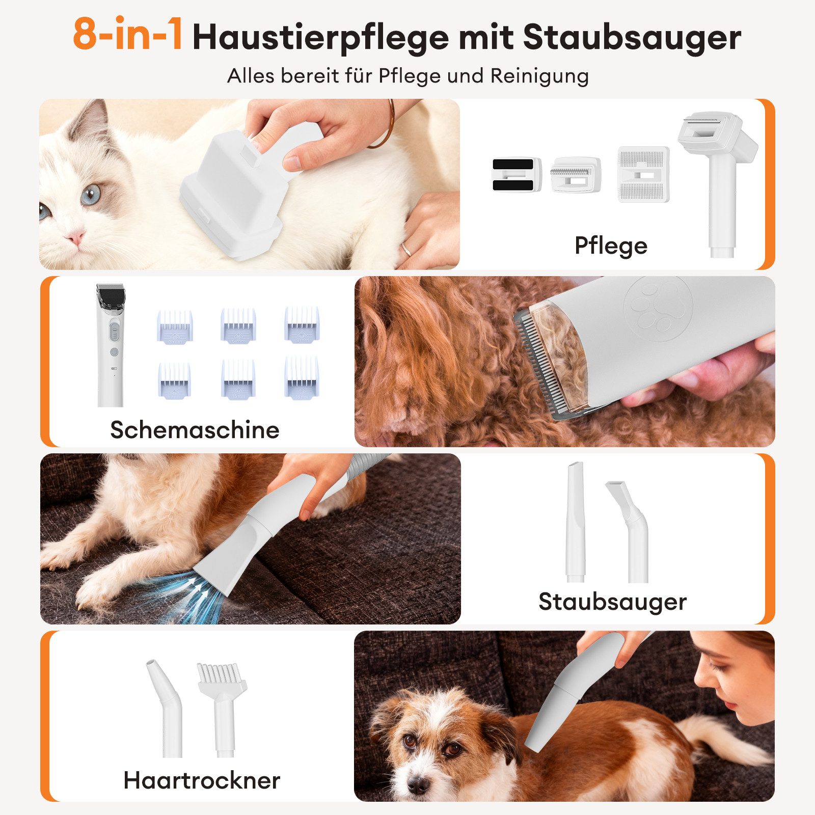 CkeyiN Hundeschermaschine mit Staubsauger 11kpa multifunktionale günstig online kaufen