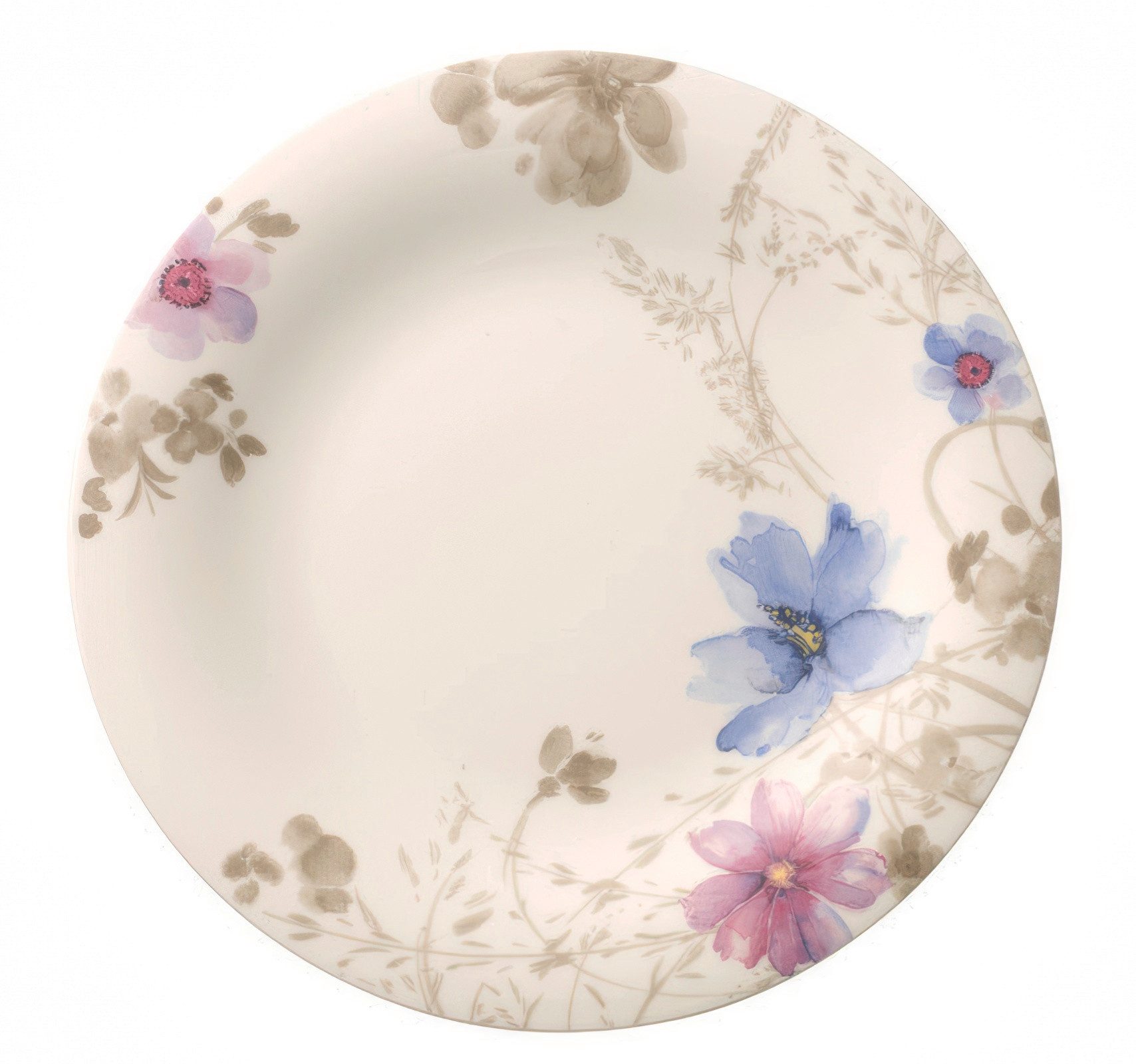 Villeroy & Boch Platzteller Mariefleur Gris, Spülmaschinengeeignet, Mehrfarbig, Motiv: Blumen