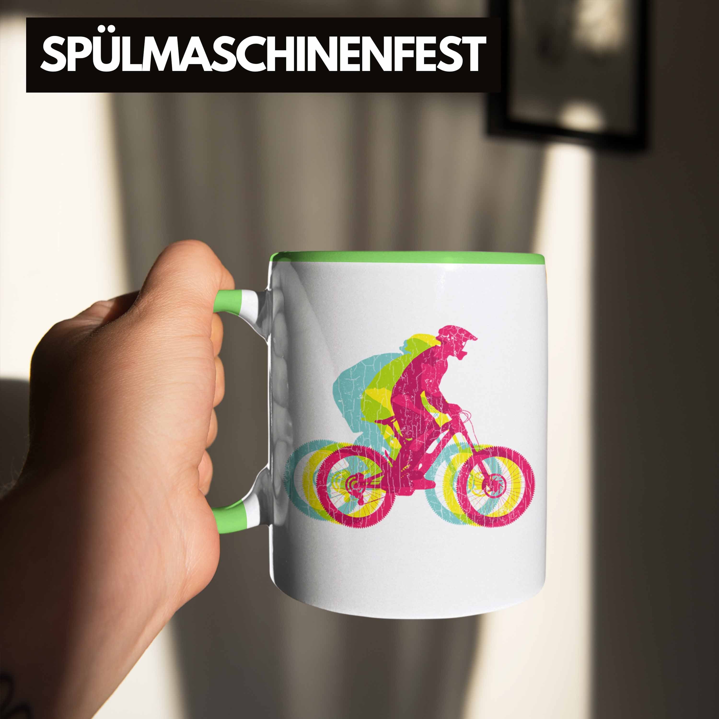 Kinder Kaffeetasse Moutainbike Trendation Trendation Tasse Geschenk - Männer Grün Geschenkidee Accessories Mountainbiker Fun MTB Grafik Tasse