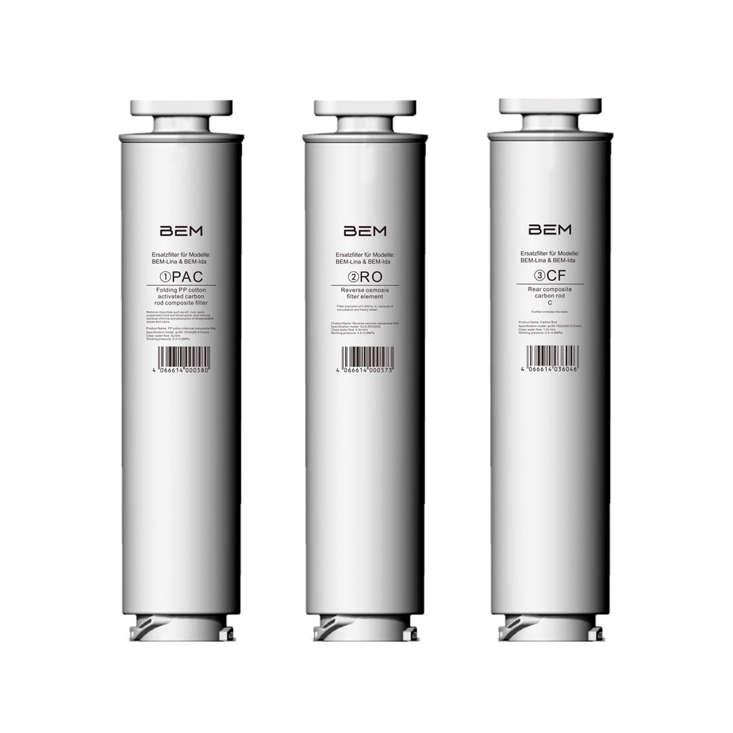 BEM Ersatzfilter 3er-SET für BEM LINA und BEM IDA, RO- PAC- und CF-Ersatzkartuschen